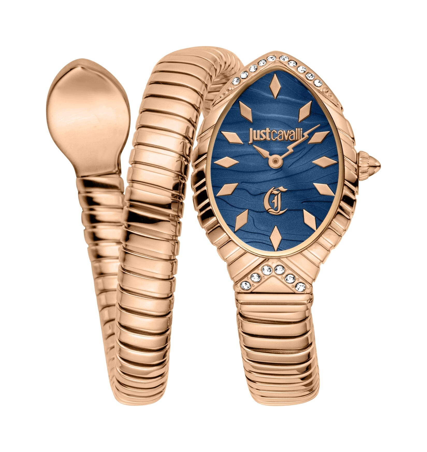 Just Cavalli Women’s Rose Gold Stainless Steel Snake Watch with Blue dial Just Cavalli 