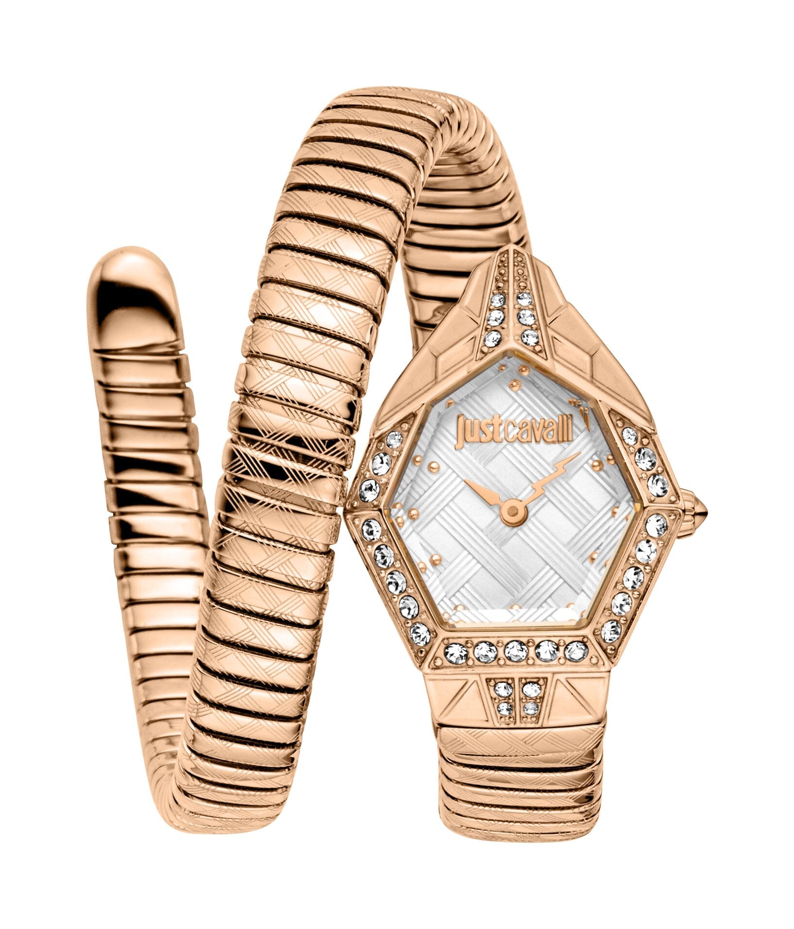 Just Cavalli Women’s Rose Gold Stainless Steel Snake Watch with Silver Dial Just Cavalli 