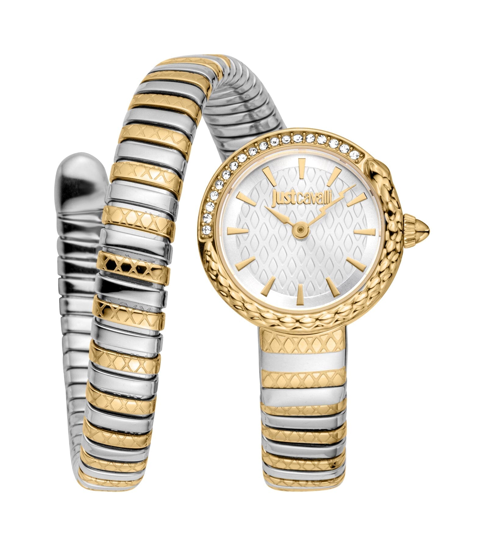 Just Cavalli Women's Two Tone Gold/Silver Snake Watch with Silver Dial Just Cavalli 