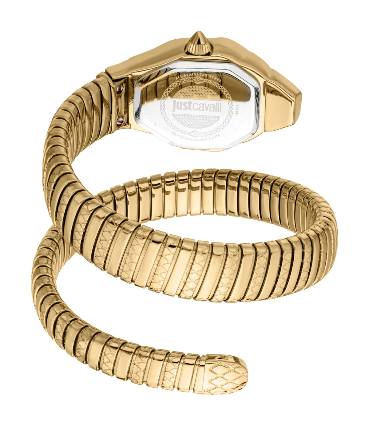 Just Cavalli Womens's Snake Watch Champagne Dial Gold Color Stainless Steel Watch Just Cavalli 