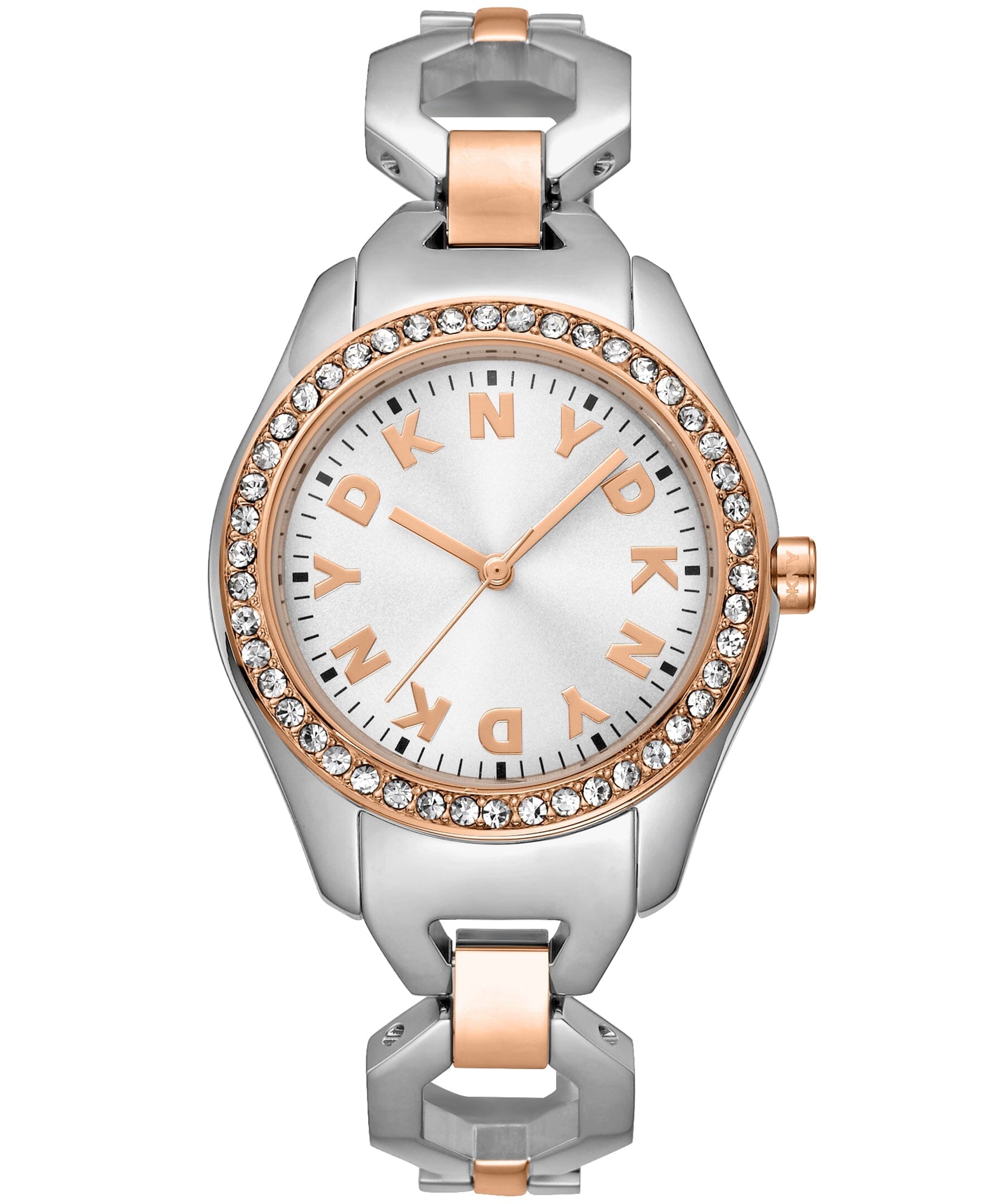 LOGO Astoria Midi Glitz Two Tone Silver & Rose Gold Women's Watch DKNY 