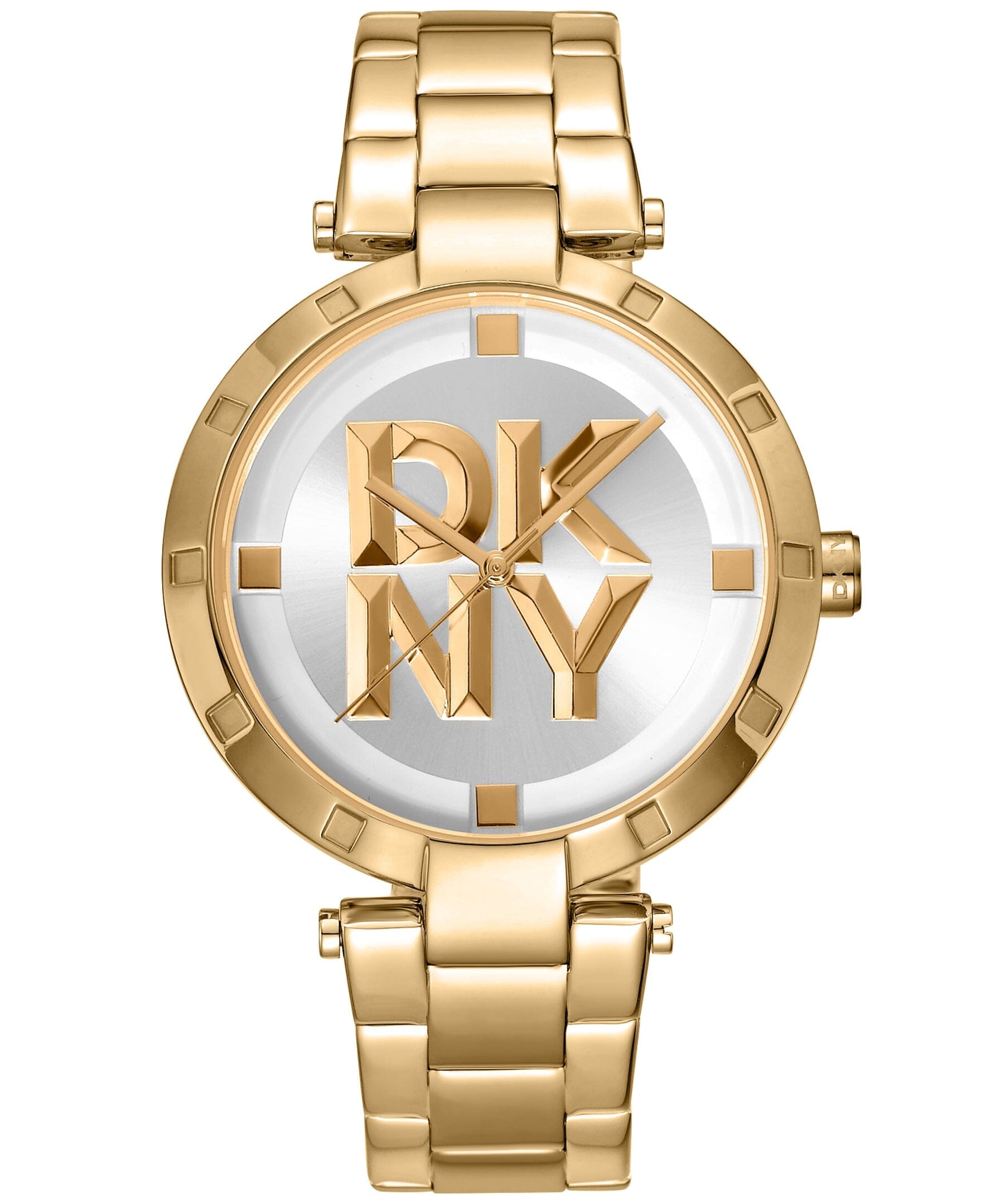 LOGO Essential Logo Silver White Dial Gold Women's Watch DKNY 