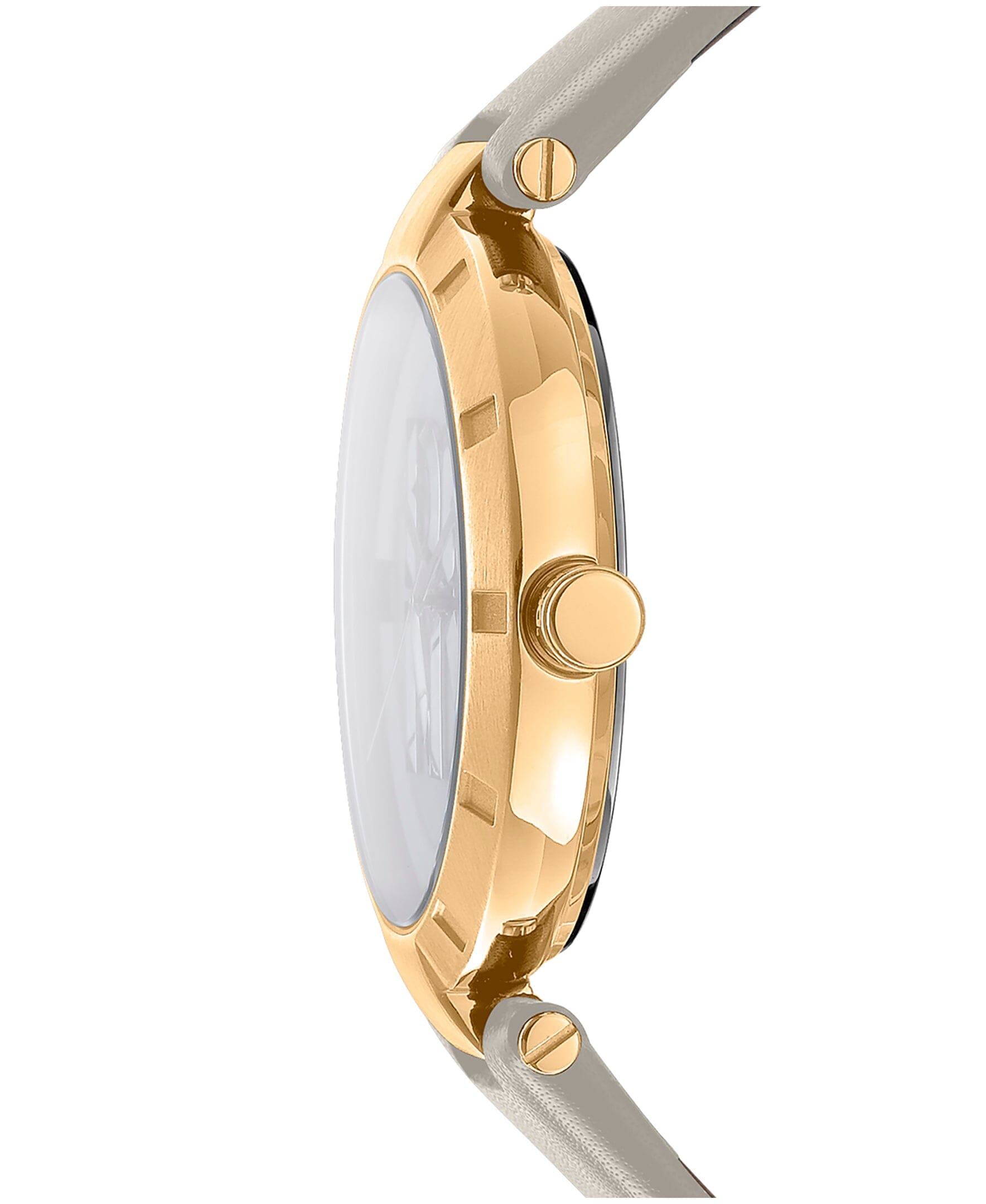 LOGO Essential Logo Silver White Dial Light Grey Leather Strap Women's Watch DKNY 