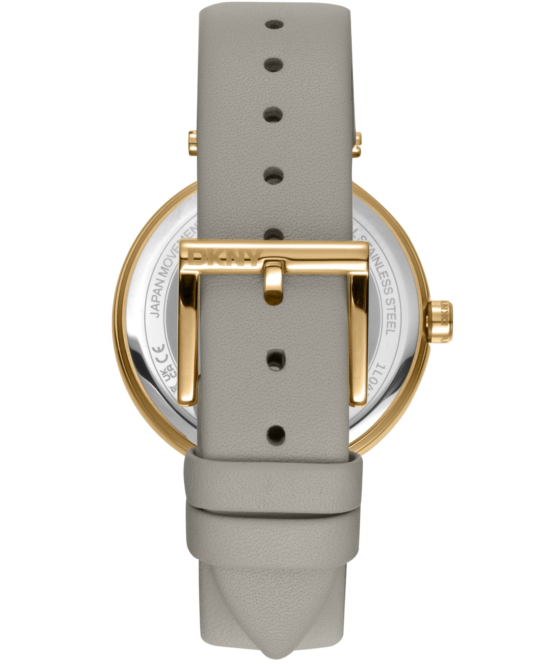 LOGO Essential Logo Silver White Dial Light Grey Leather Strap Women's Watch DKNY 