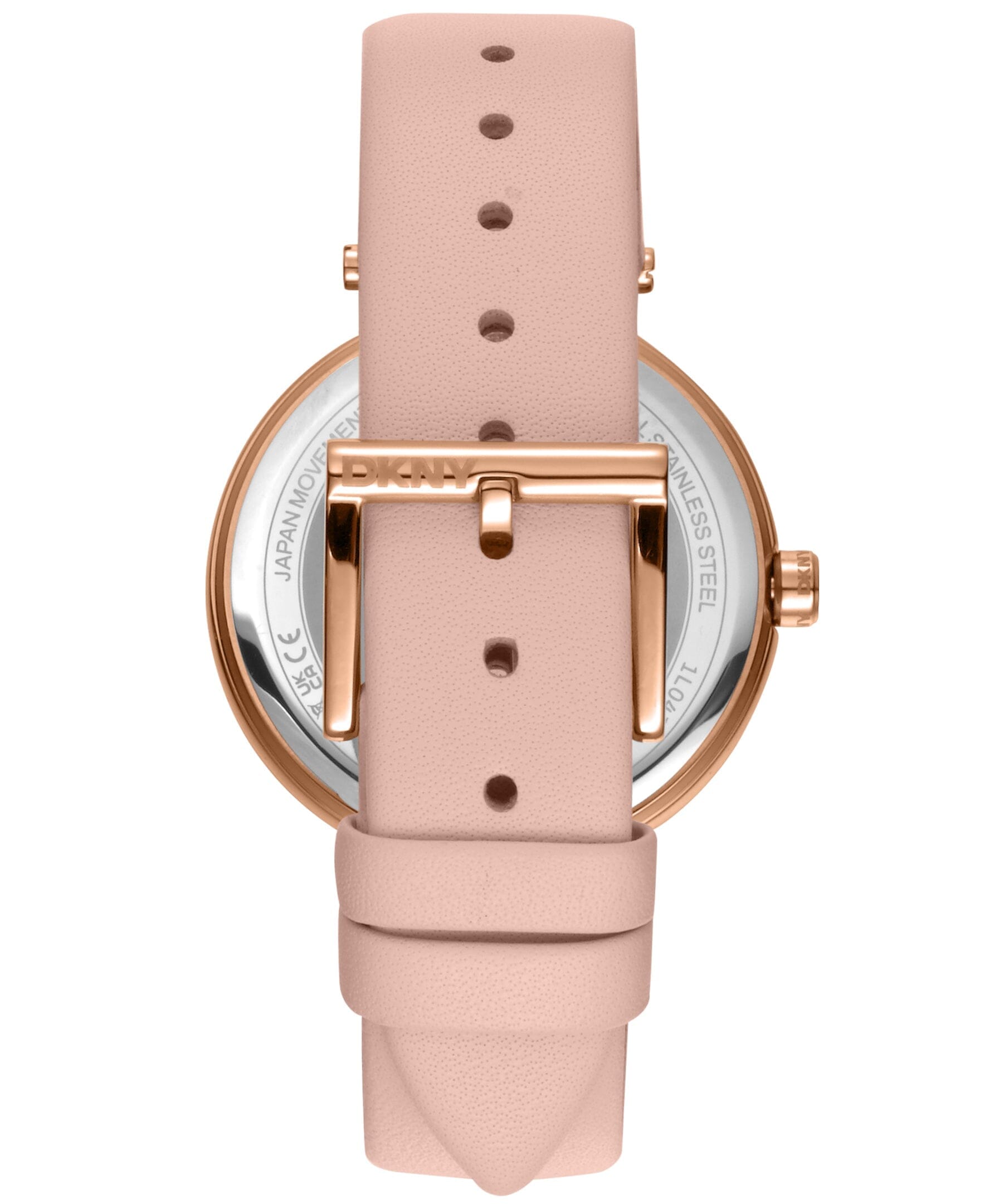 LOGO Essential Logo Silver White Dial Pink Leather Strap Women's Watch DKNY 