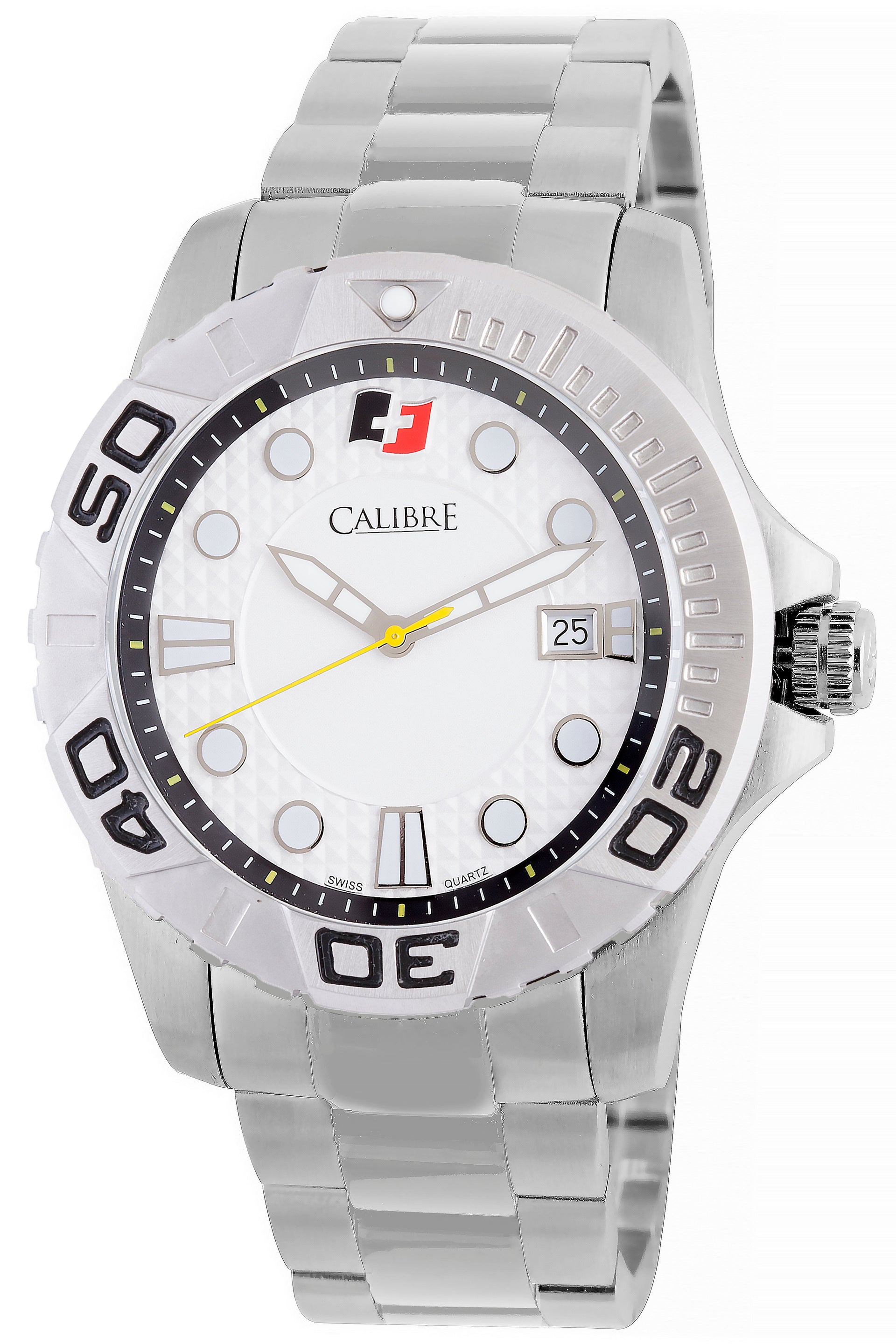 Men's Calibre Akron White Dial Silver Quartz Watch Calibre 