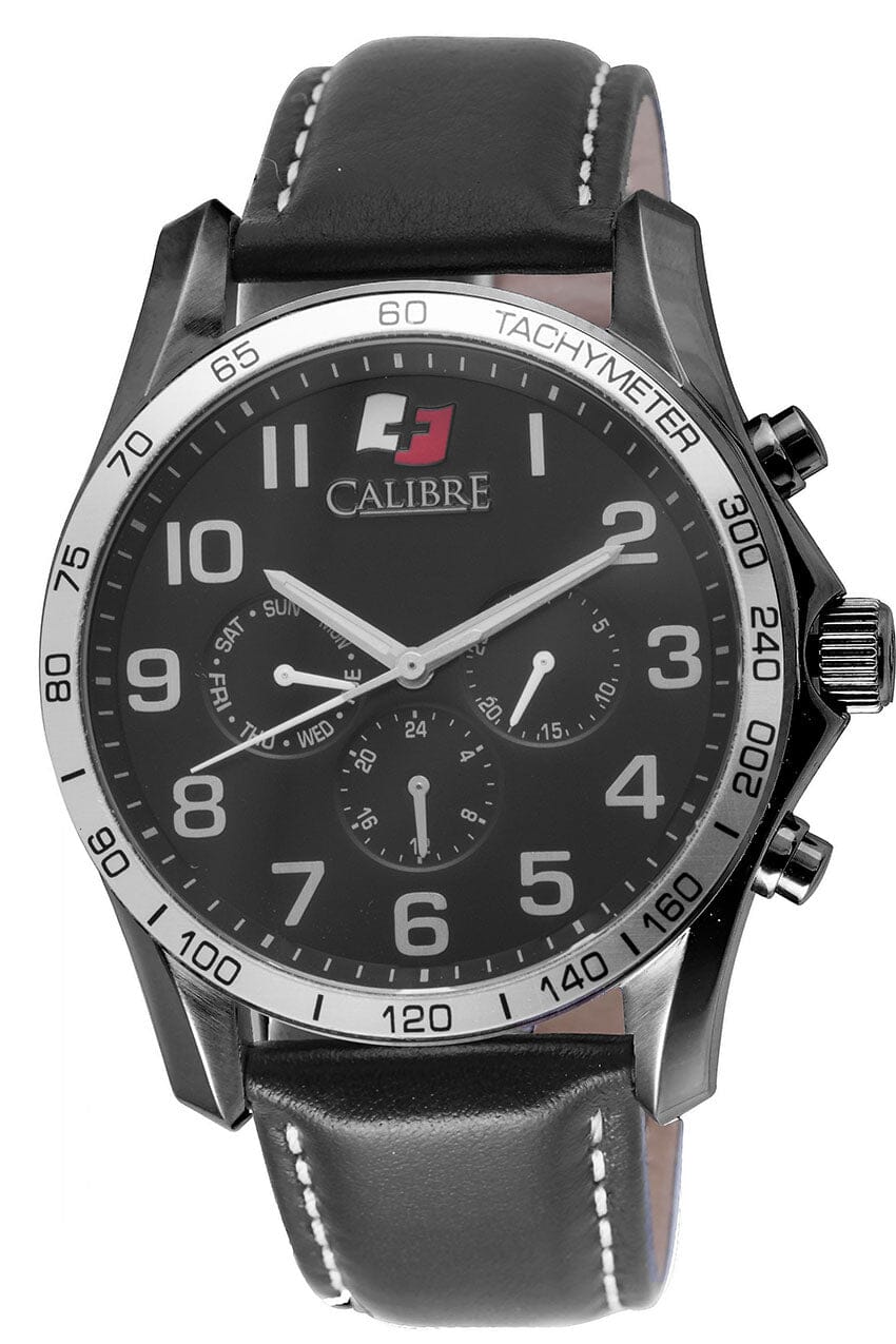 Men's Calibre Buffalo Black Quartz Leather Watch Calibre 
