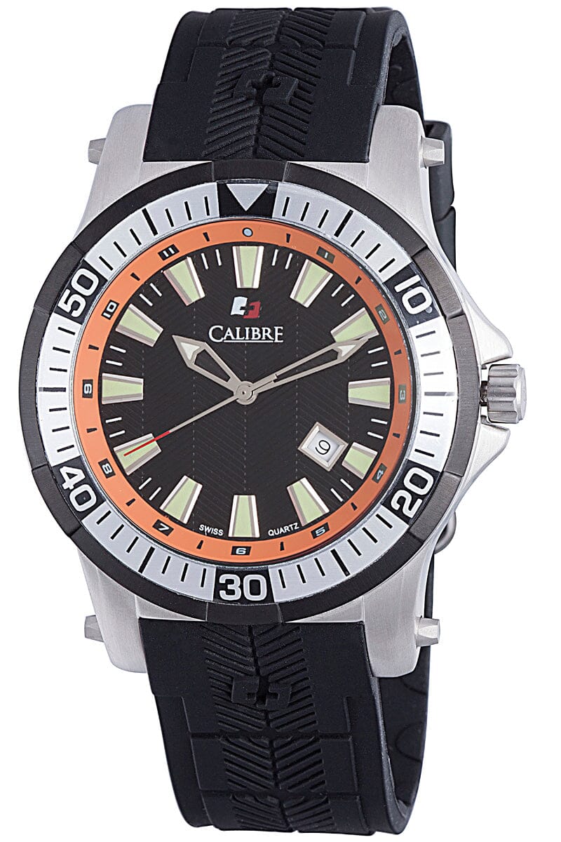 Men's Calibre Hawk Black Dial Silver Quartz Watch Calibre 