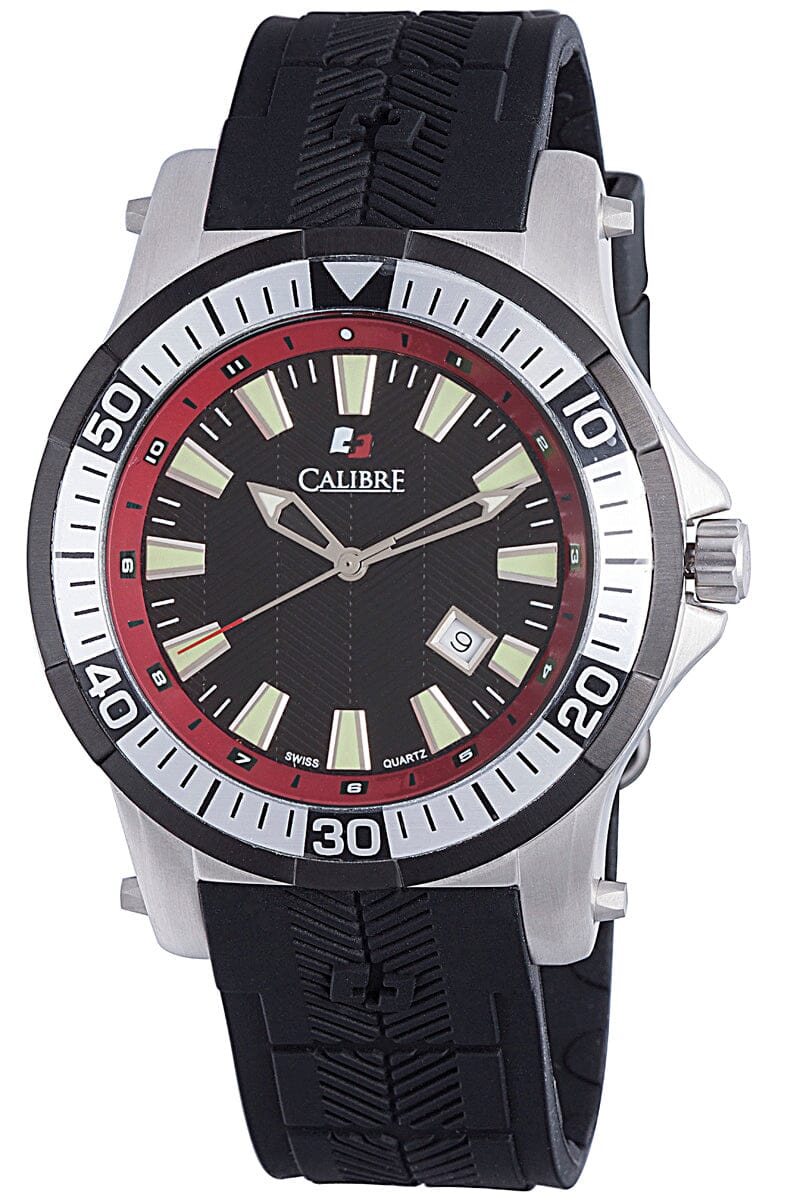 Men's Calibre Hawk Silver Quartz Rubber Watch Calibre 