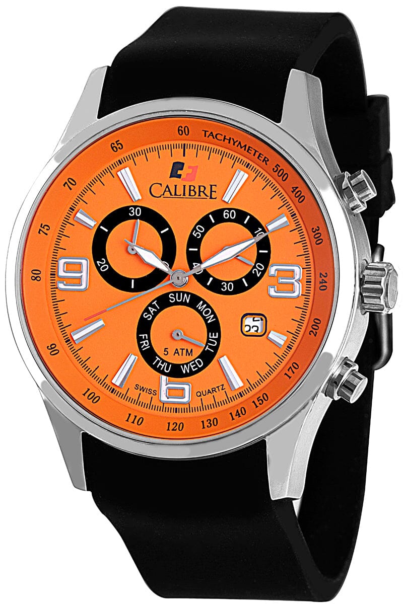 Men's Calibre Mauler Orange Dial Silver Quartz Watch Calibre 