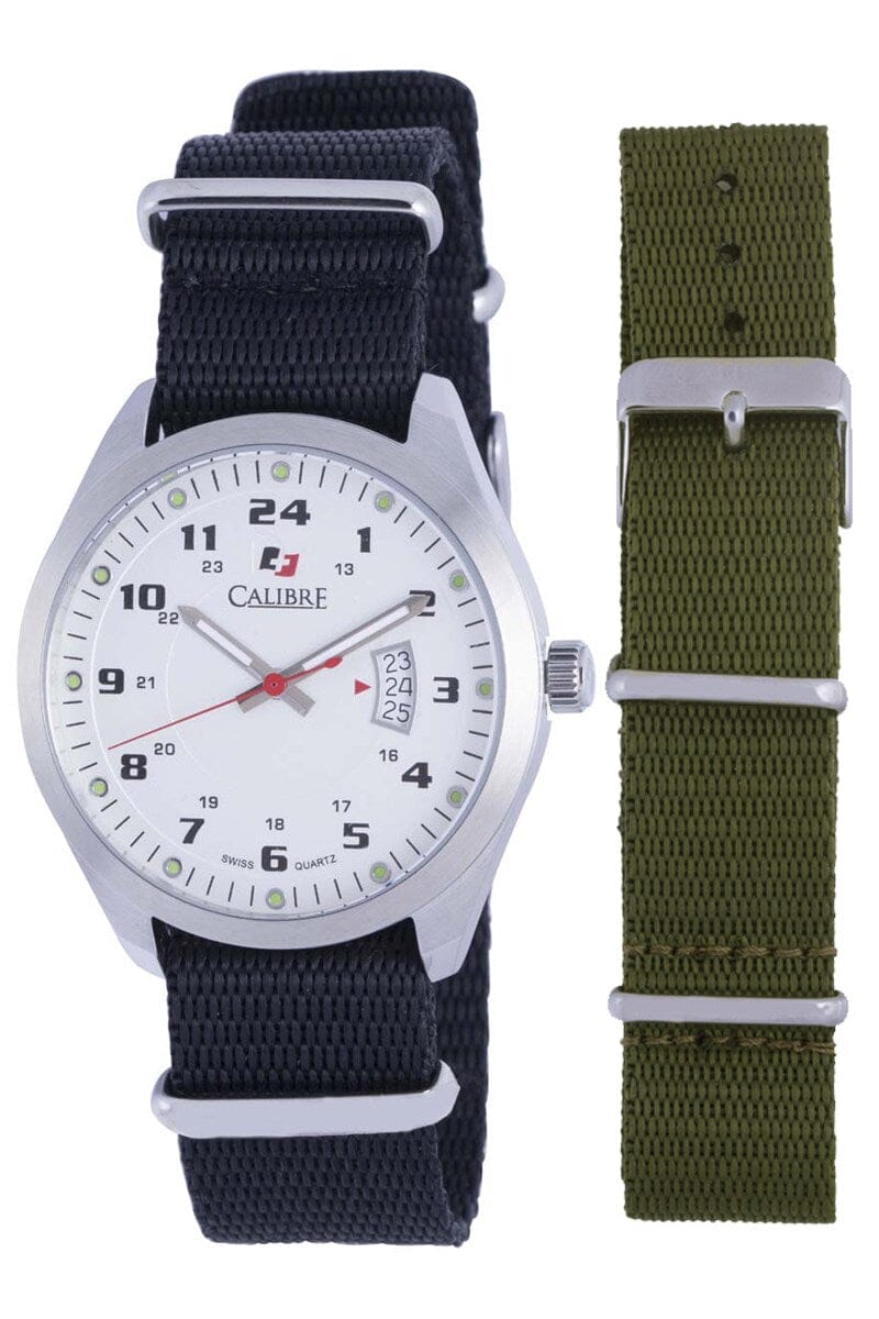 Men's Calibre Trooper White Dial Silver Quartz Watch Calibre 