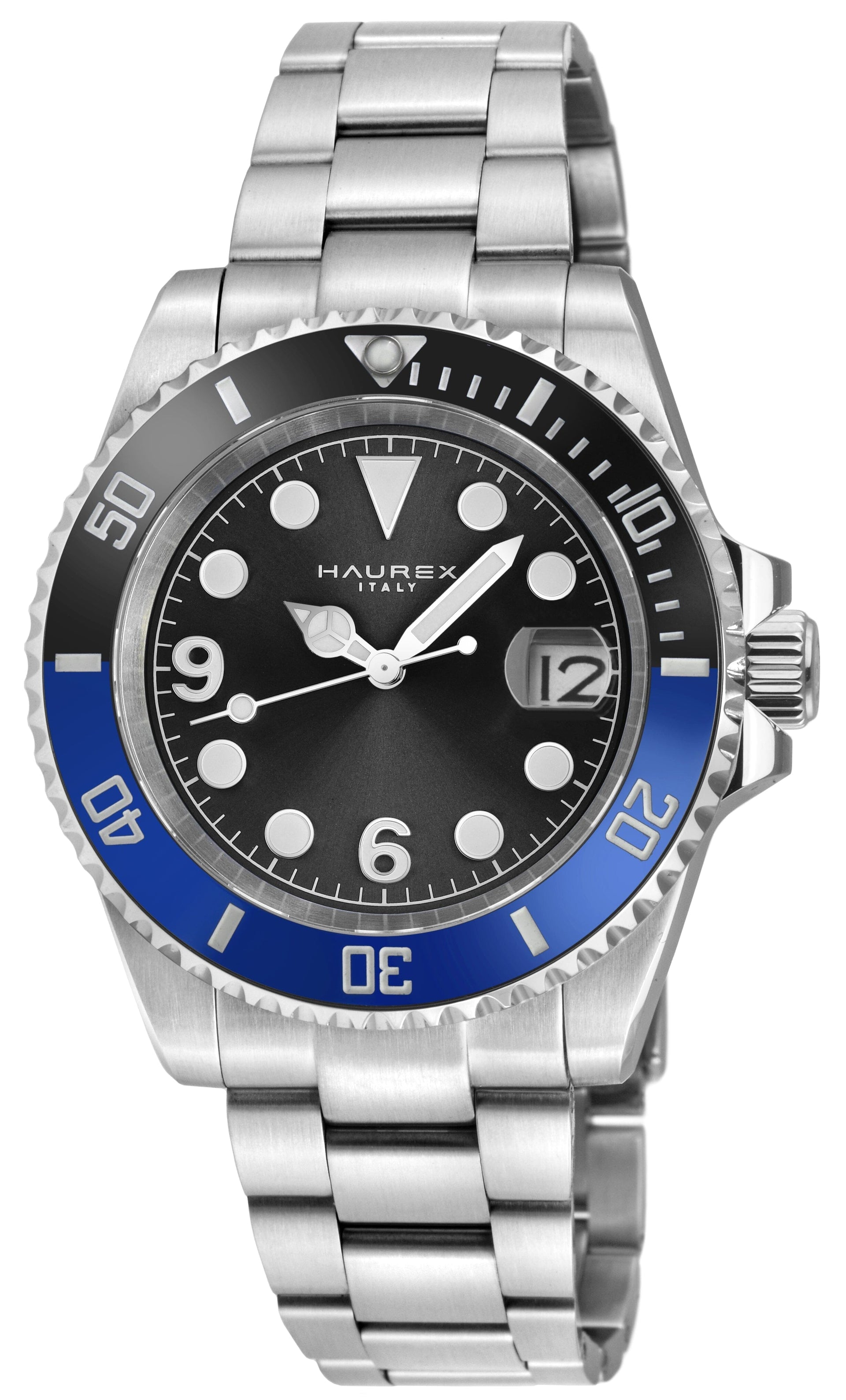 Men's Haurex Italy Barracuda Black/Blue Ceramic Bezel Watch Watch Haurex 