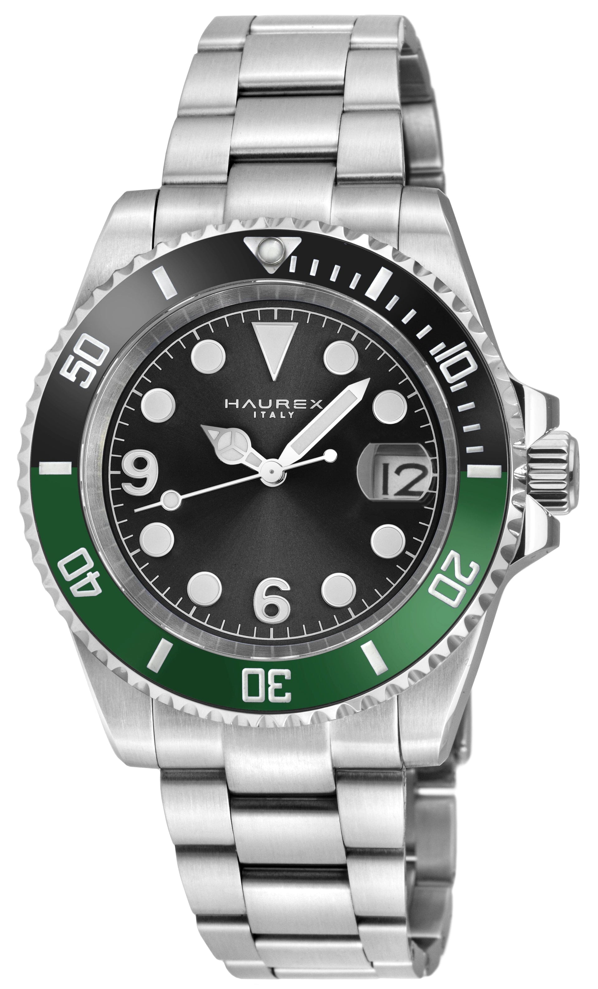 Men's Haurex Italy Barracuda Black/Green Ceramic Bezel Watch Watch Haurex 