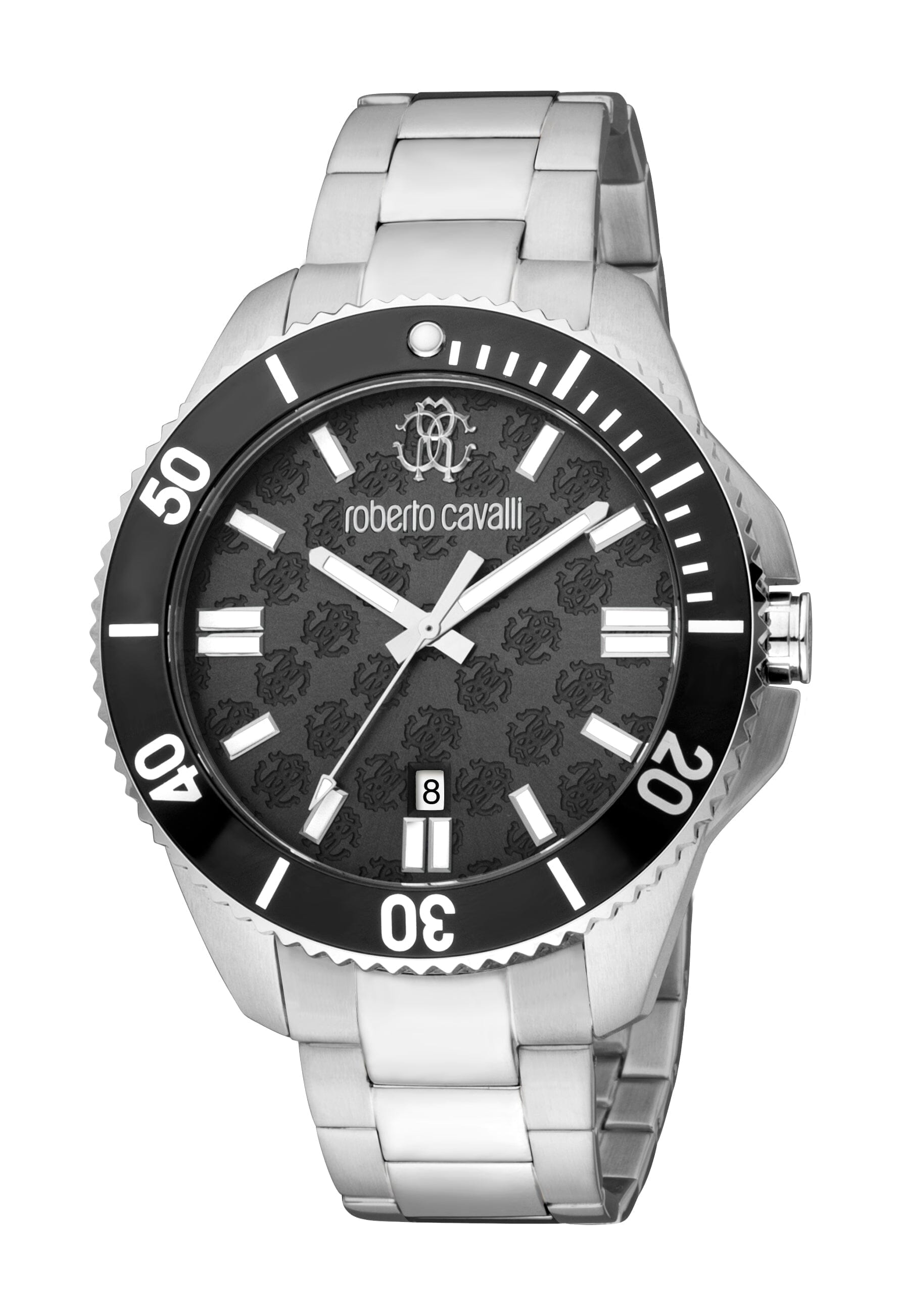 Men's Roberto Cavalli Black Dial Silver Quartz Watch Roberto Cavalli 
