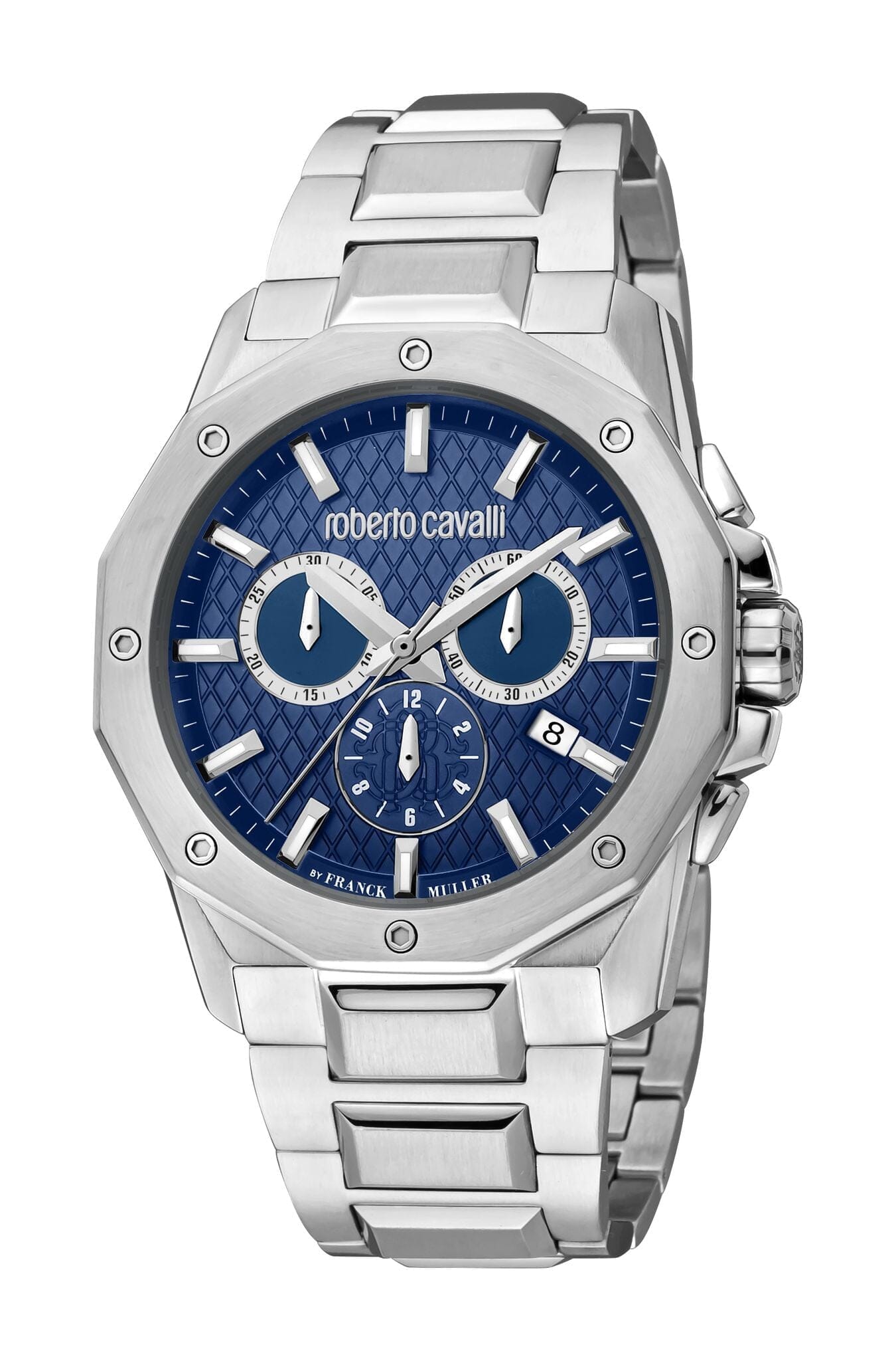 Men's Roberto Cavalli by Franck Muller Dark Blue Dial Silver Quartz Watch Roberto Cavalli by Franck Muller 