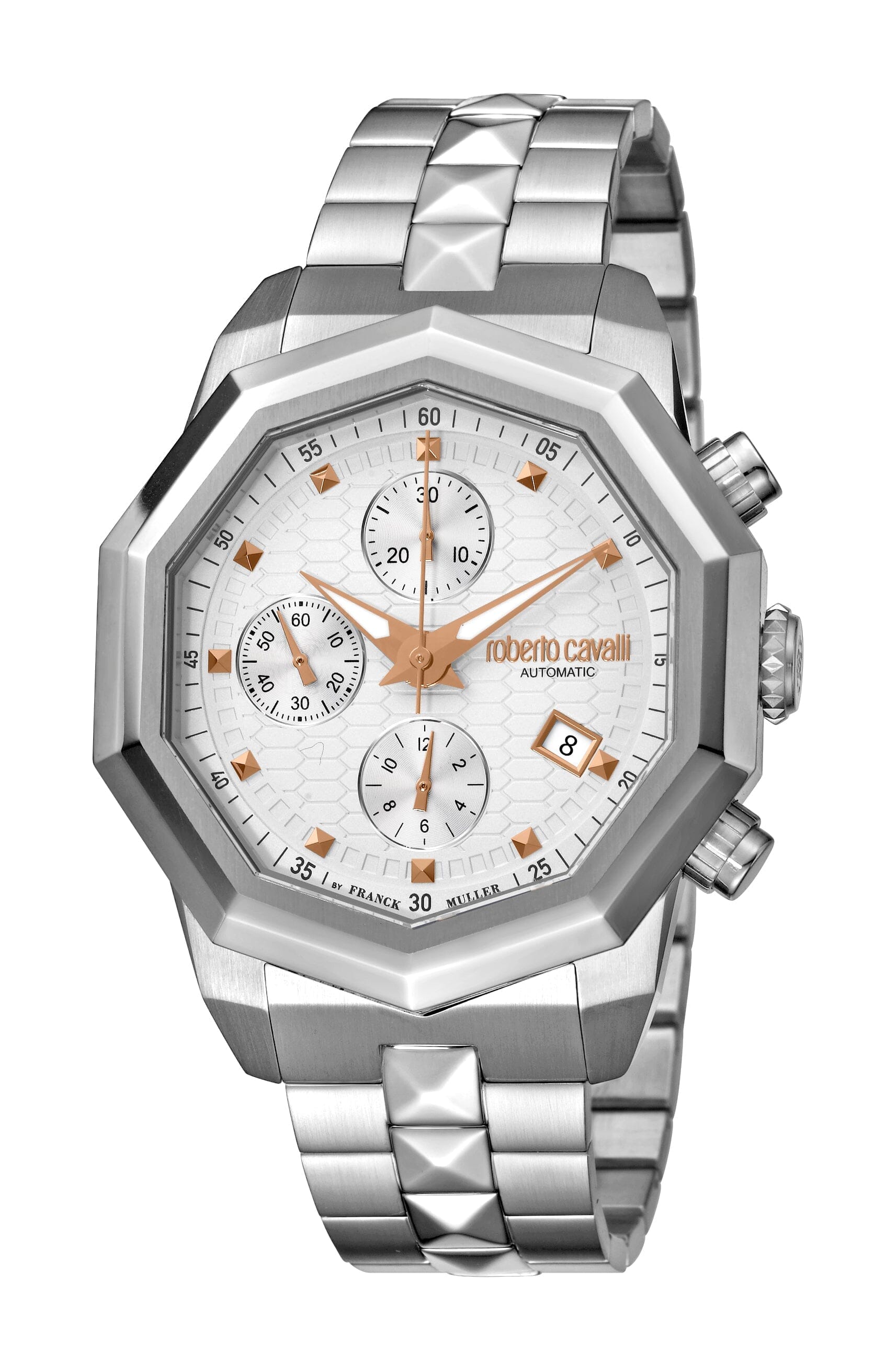 Men's Roberto Cavalli by Franck Muller Silver Quartz Watch Roberto Cavalli by Franck Muller 