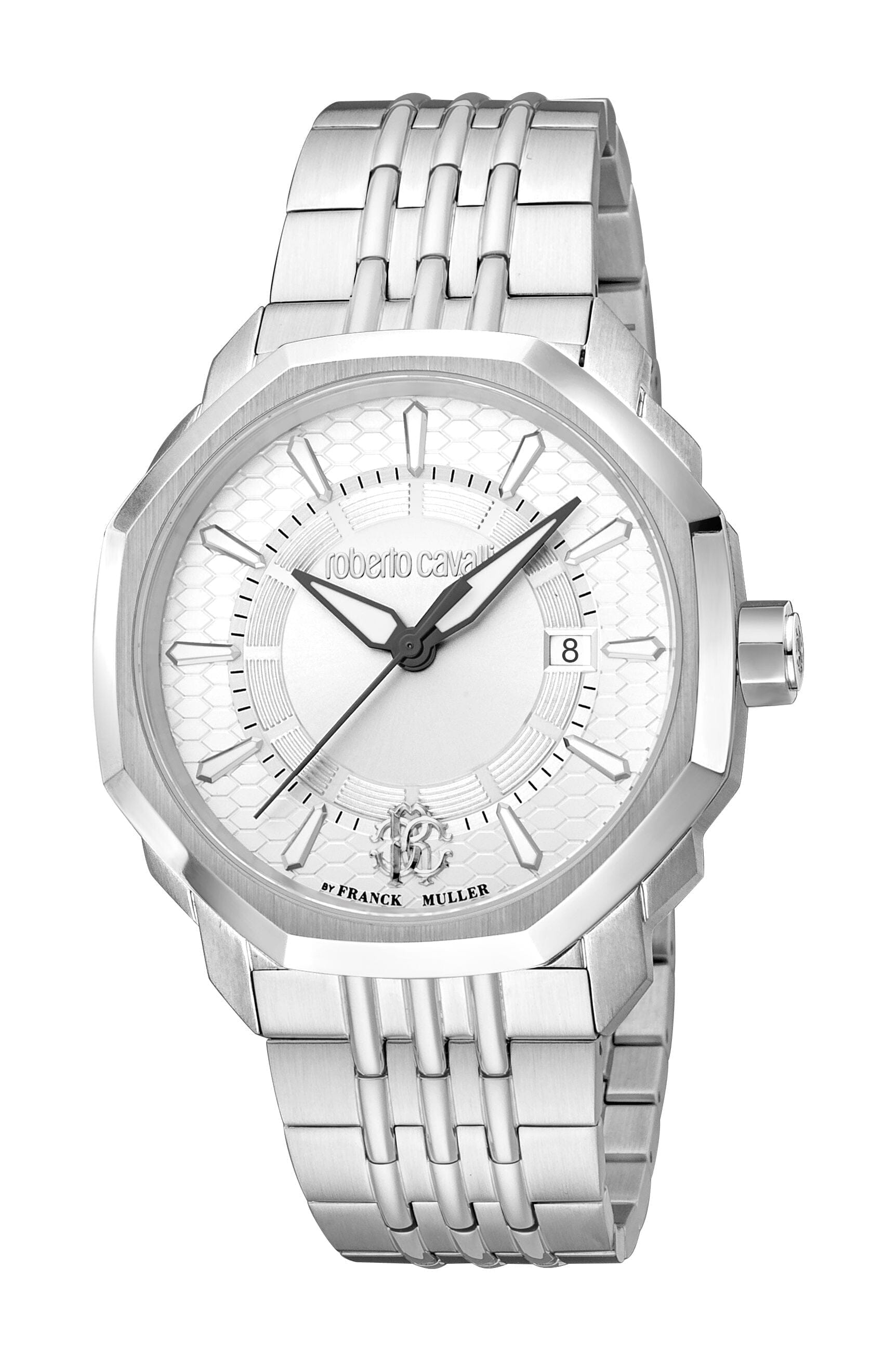 Men's Roberto Cavalli by Franck Muller Sterling Silver Silver Dial Quartz Watch Roberto Cavalli by Franck Muller 