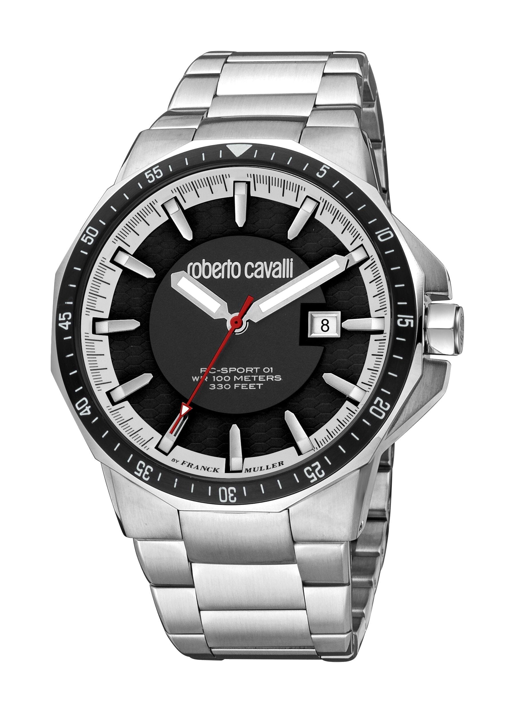 Men's Roberto Cavalli by Franck Muller Two Tone Silver & Black Quartz Watch Roberto Cavalli by Franck Muller 