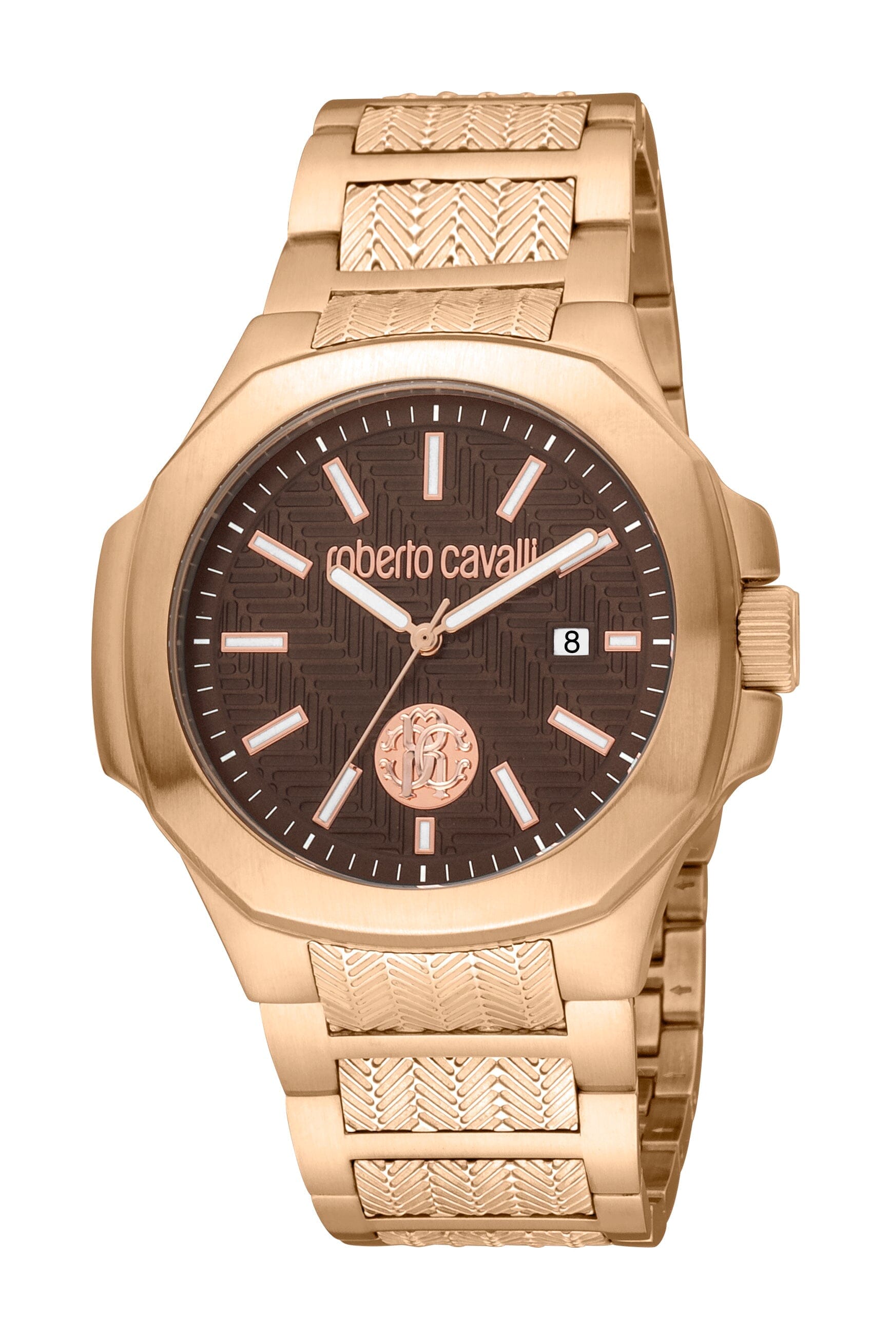 Men's Roberto Cavalli Dark Brown Dial Rose Gold Quartz Watch Roberto Cavalli 