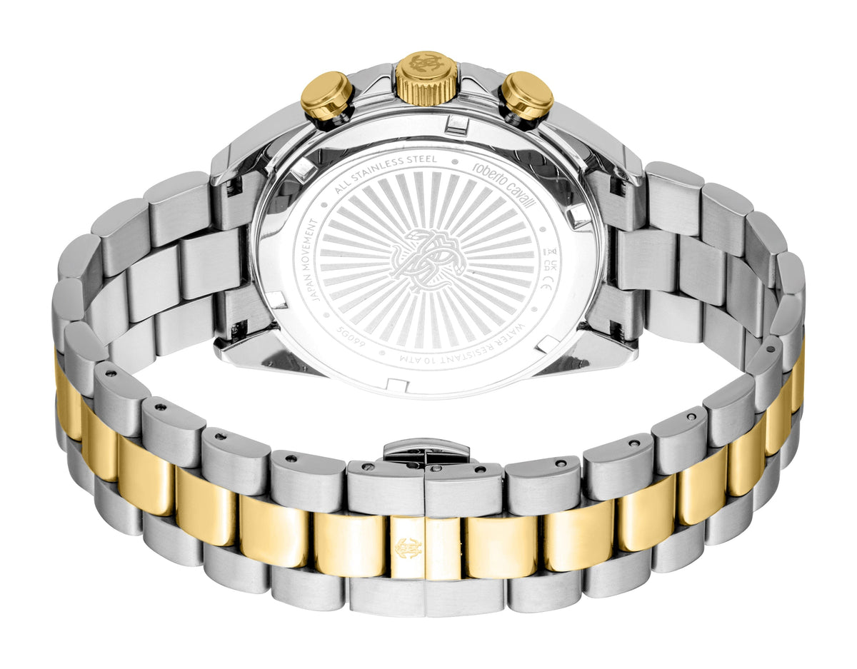 RC5G099M0175 Roberto Cavalli Men Watch, Silver Dial, Two Tone Silver & Gold Color Metal Bracelet Roberto Cavalli 