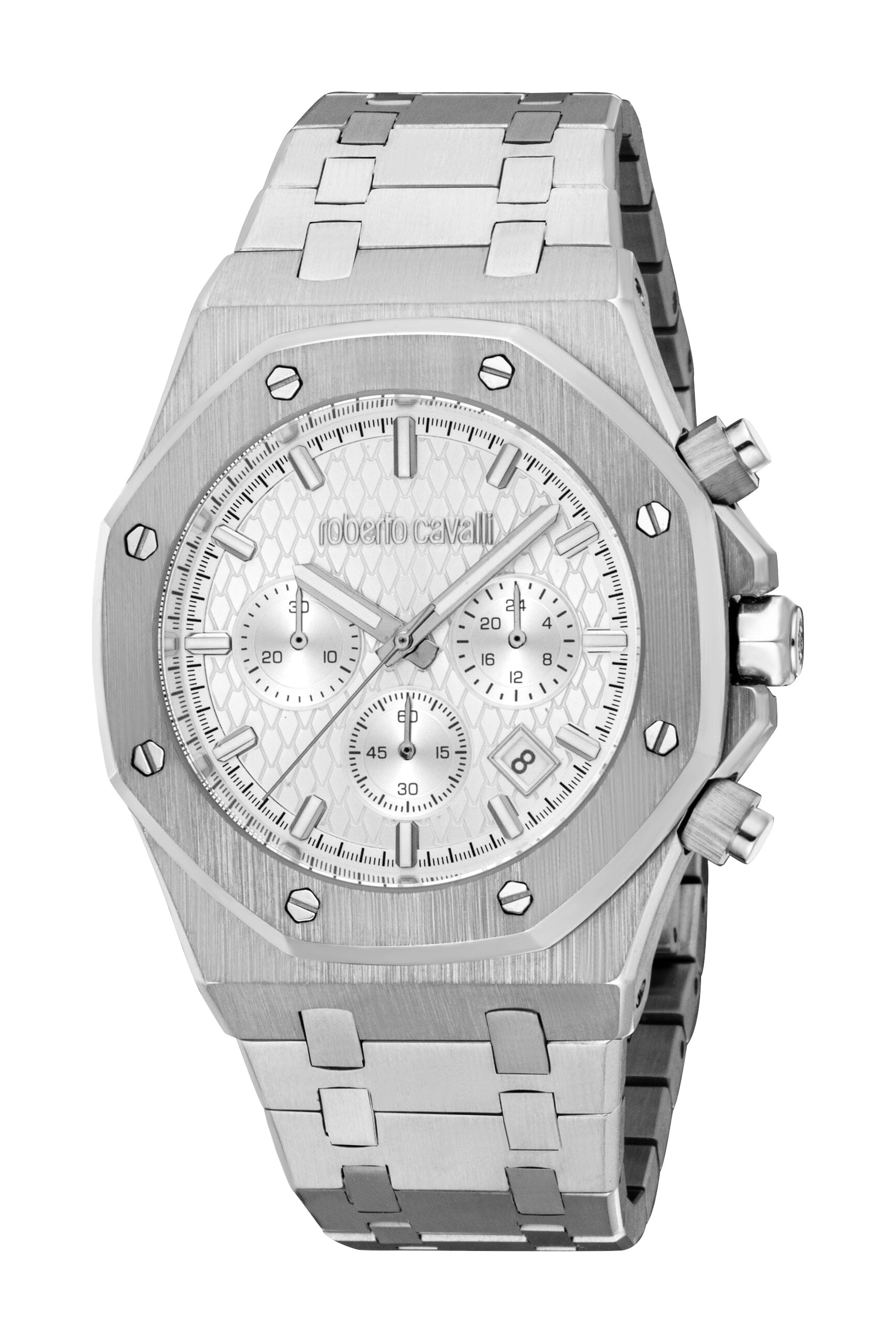 RC5G161M0045 Roberto Cavalli Men Watch, Silver Dial, Stainless Steel Metal Bracelet Roberto Cavalli 