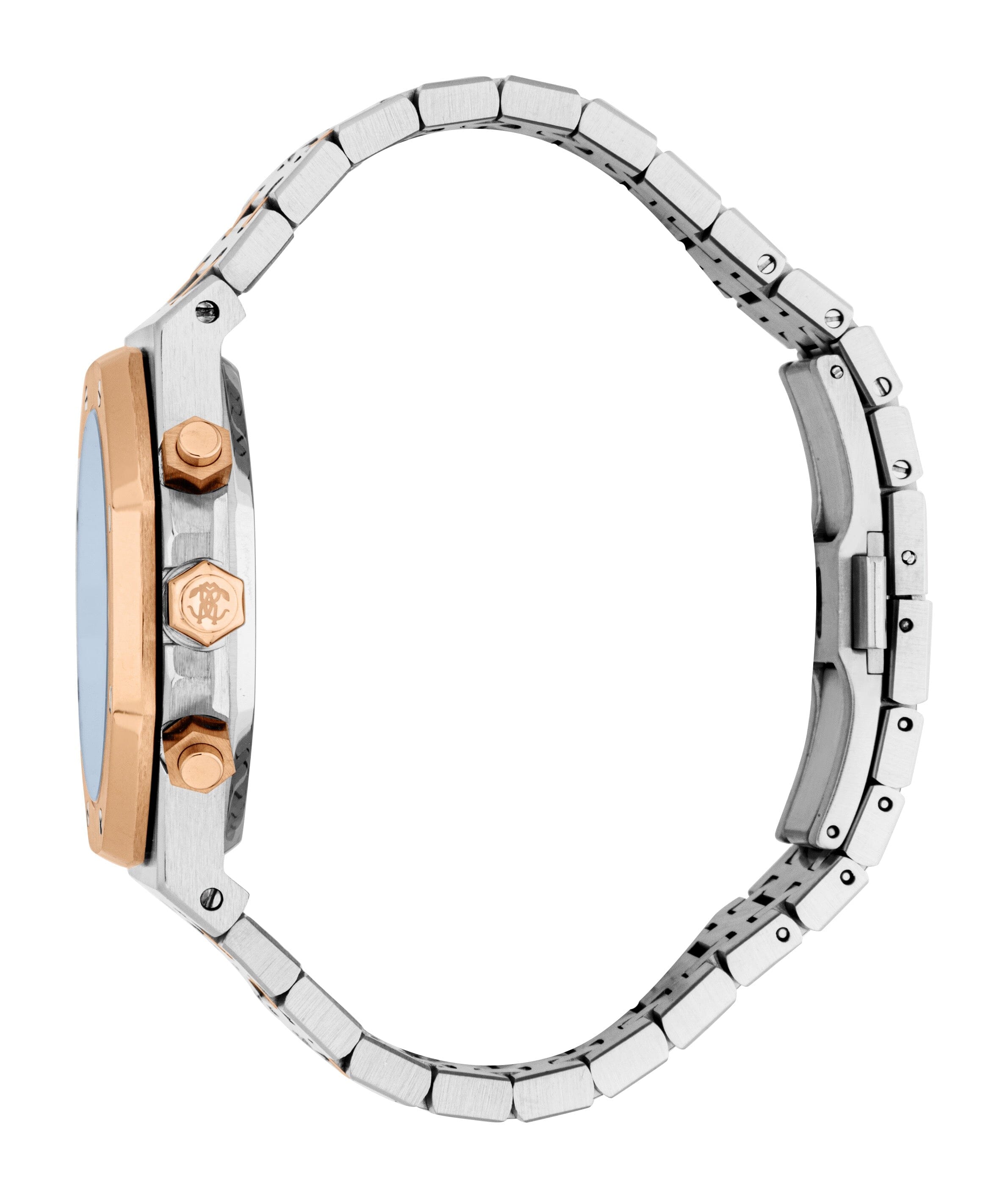 RC5G161M0075 Roberto Cavalli Men Watch, Dark Blue Dial, Two Tone Silver & Rose Gold Color Metal Bracelet Roberto Cavalli 