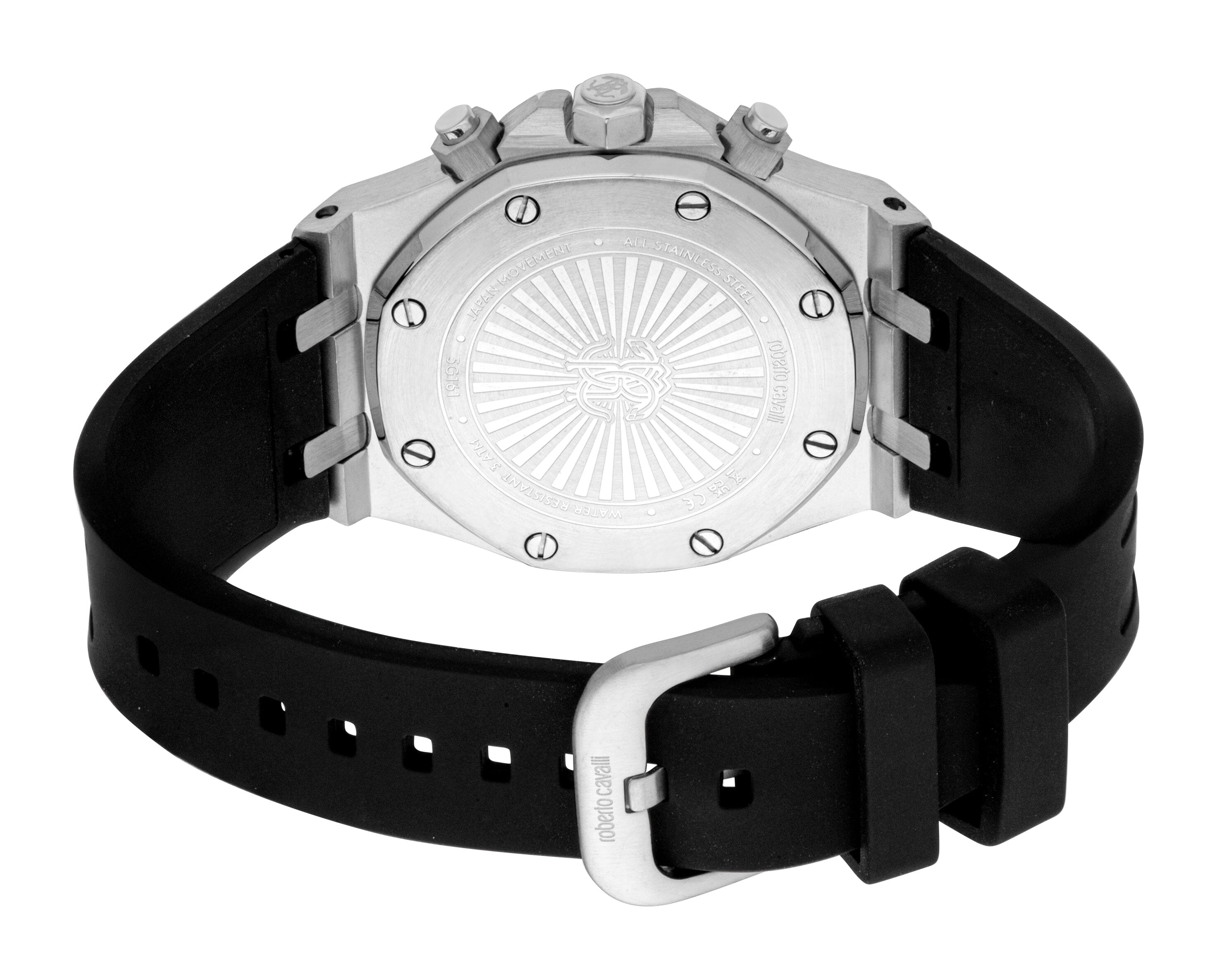RC5G161P0015 Roberto Cavalli Men Watch, Black Dial, Black Silicone Strap Roberto Cavalli 