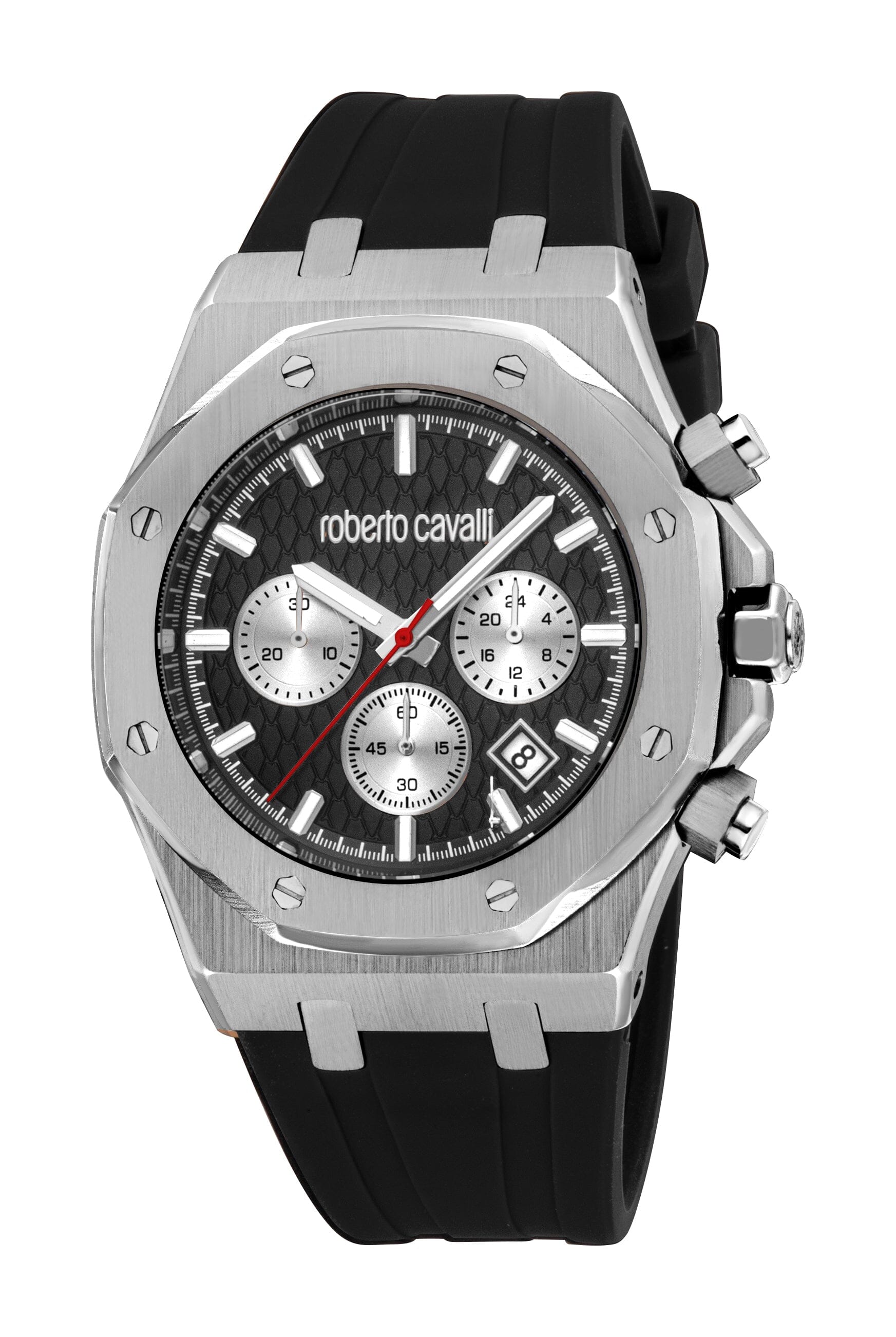 RC5G161P0015 Roberto Cavalli Men Watch, Black Dial, Black Silicone Strap Roberto Cavalli 