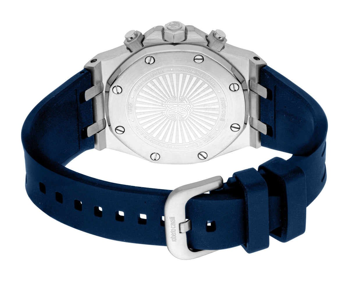 RC5G161P0025 Roberto Cavalli Men Watch, Dark Blue Dial, Dark Blue Silicone Strap Roberto Cavalli 