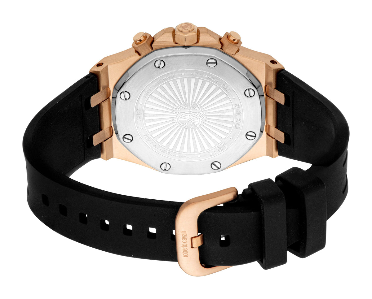 RC5G161P0035 Roberto Cavalli Men Watch, Black Dial, Black Silicone Strap Roberto Cavalli 