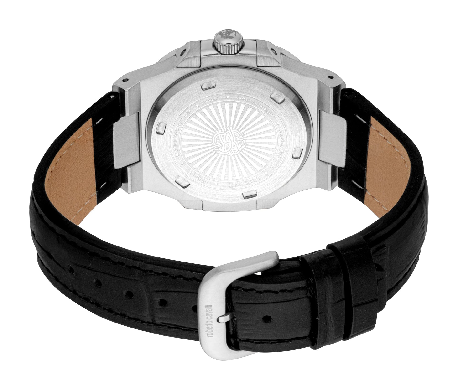 RC5G166L0015 Roberto Cavalli Men Watch, Black Dial, Black Leather Strap Roberto Cavalli 