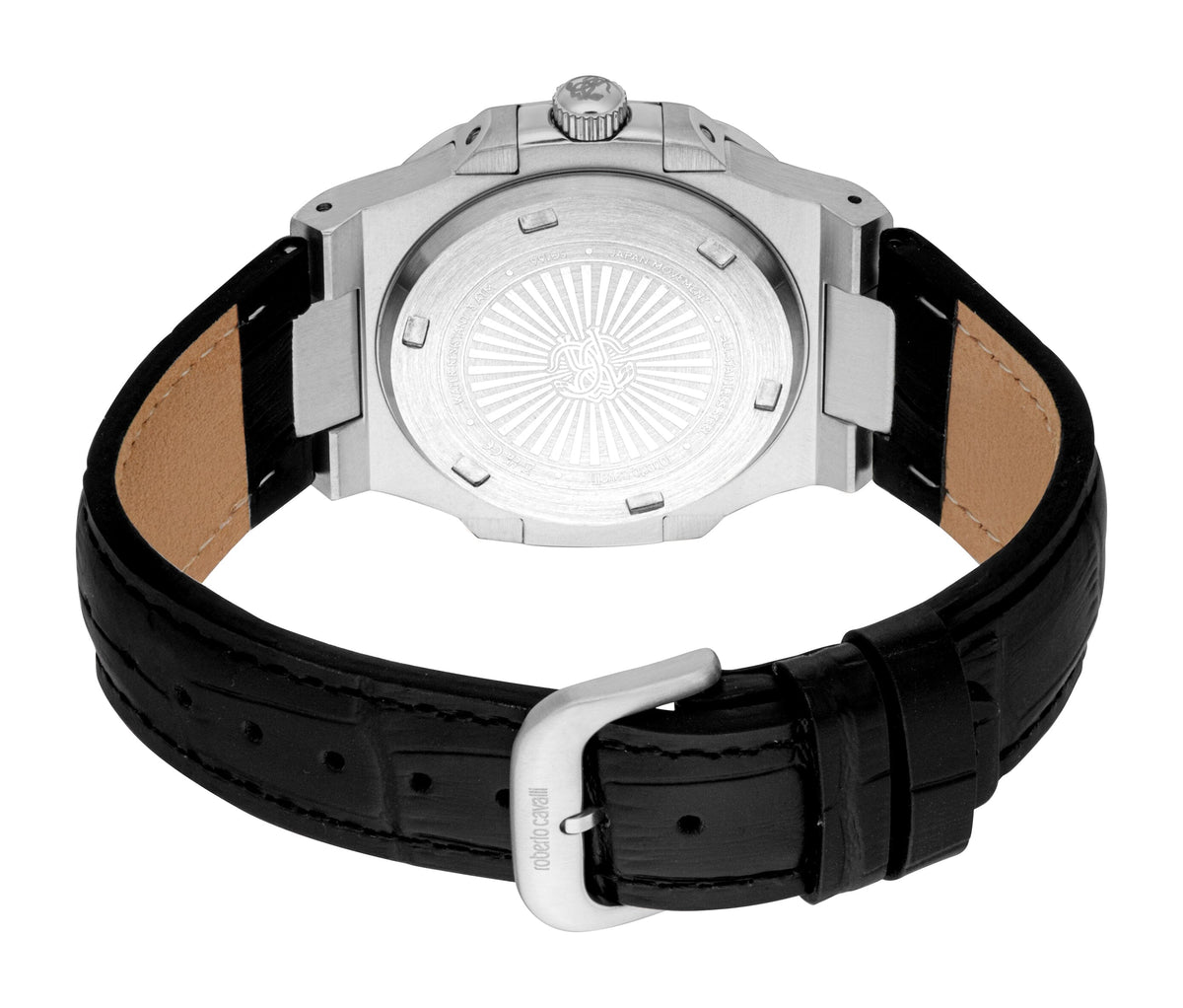 RC5G166L0015 Roberto Cavalli Men Watch, Black Dial, Black Leather Strap Roberto Cavalli 