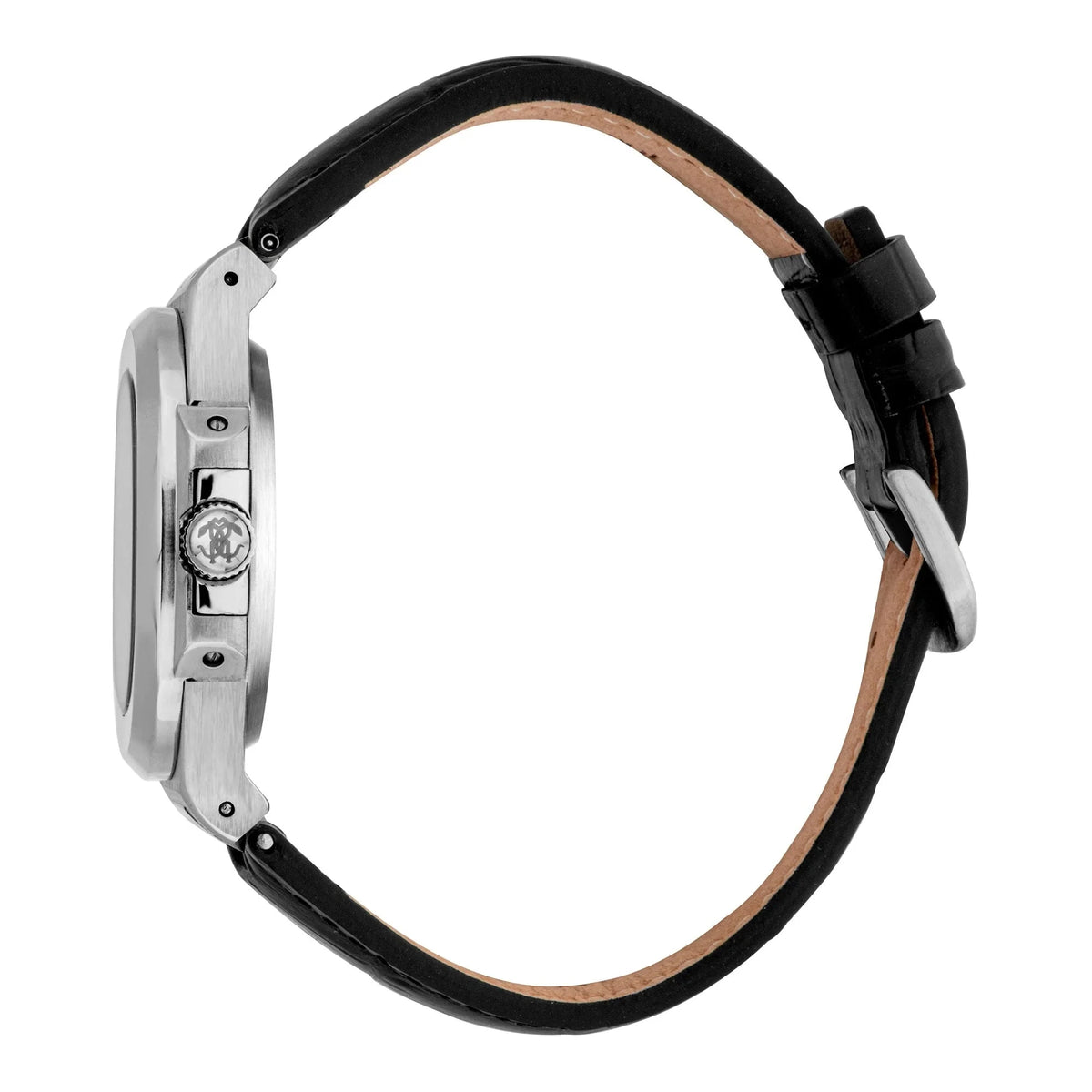 RC5G166L0015 Roberto Cavalli Men Watch, Black Dial, Black Leather Strap Roberto Cavalli 