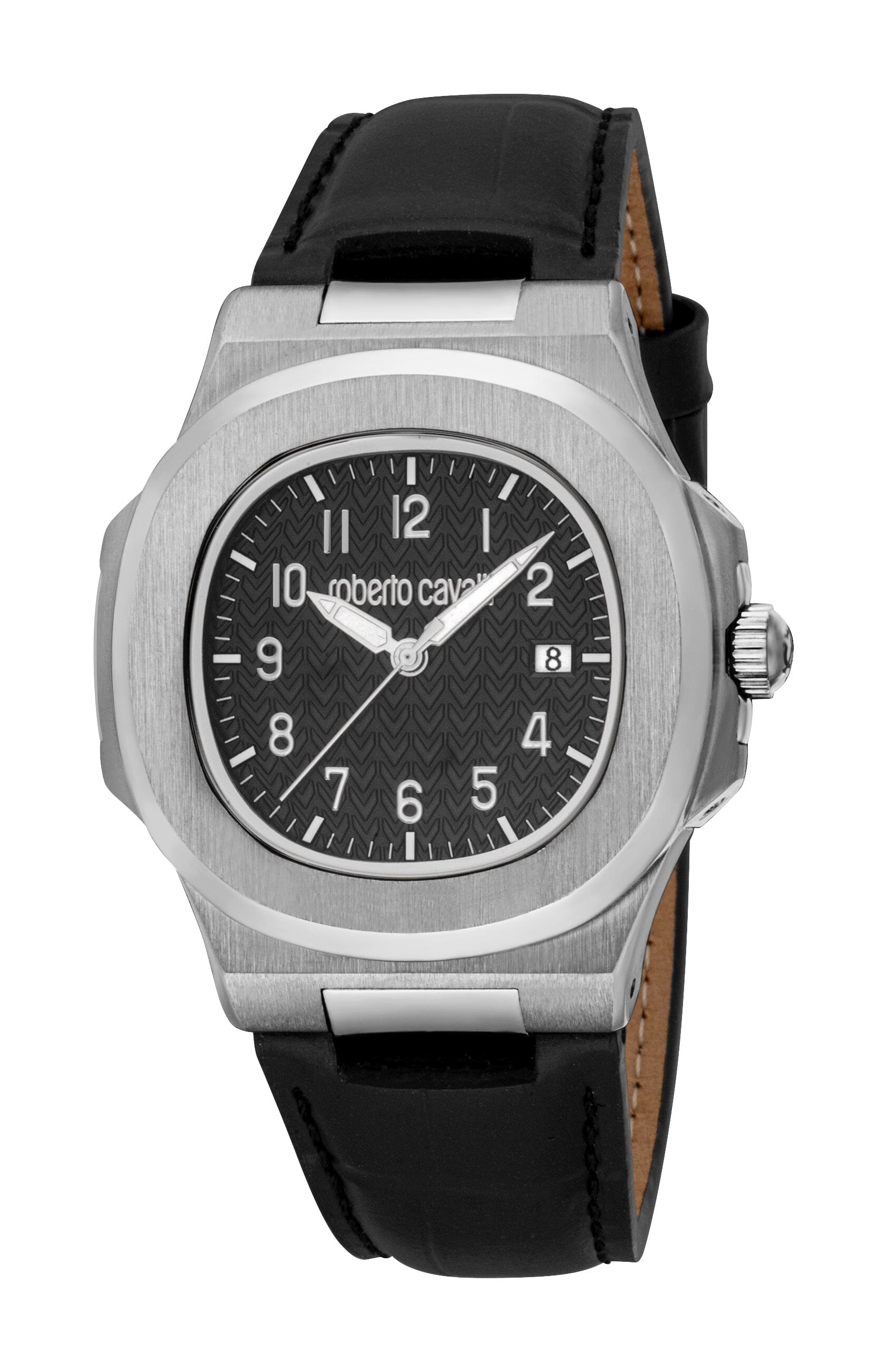 RC5G166L0015 Roberto Cavalli Men Watch, Black Dial, Black Leather Strap Roberto Cavalli 