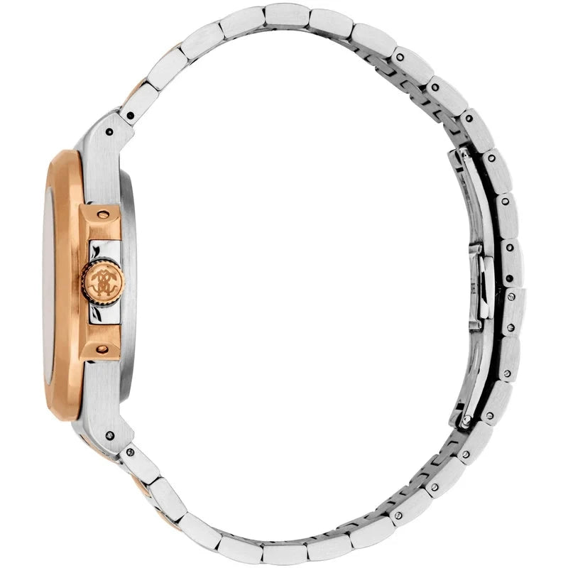 RC5G166M0075 Roberto Cavalli Men Watch, Dark Grey Dial, Two Tone Silver & Rose Gold Color Metal Bracelet Roberto Cavalli 
