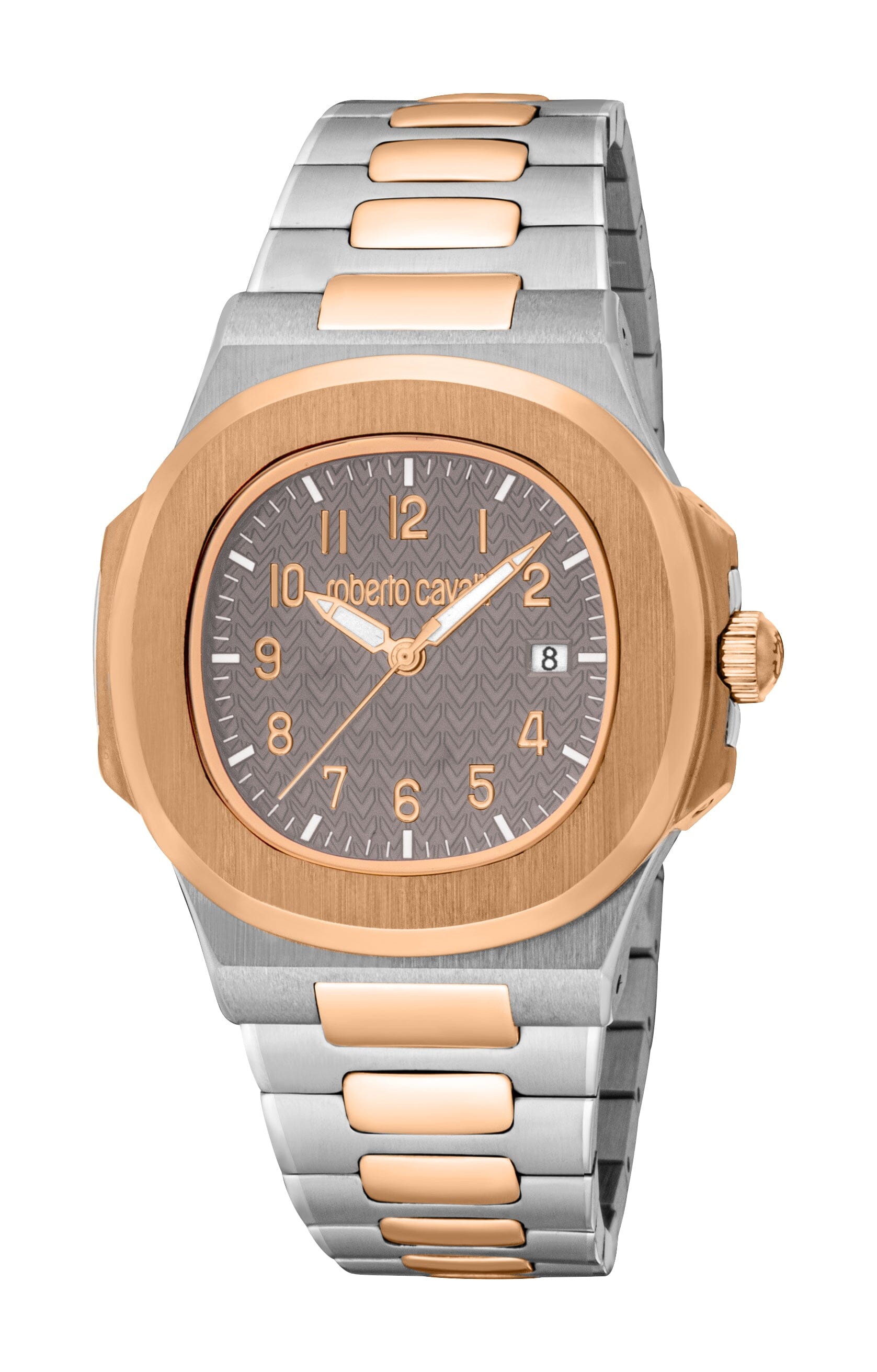 RC5G166M0075 Roberto Cavalli Men Watch, Dark Grey Dial, Two Tone Silver & Rose Gold Color Metal Bracelet Roberto Cavalli 