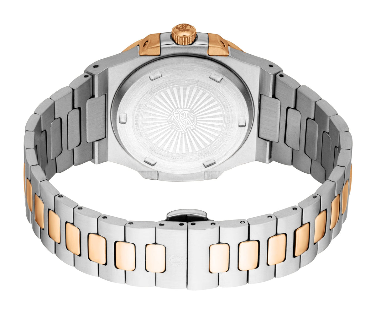 RC5G166M0075 Roberto Cavalli Men Watch, Dark Grey Dial, Two Tone Silver & Rose Gold Color Metal Bracelet Roberto Cavalli 