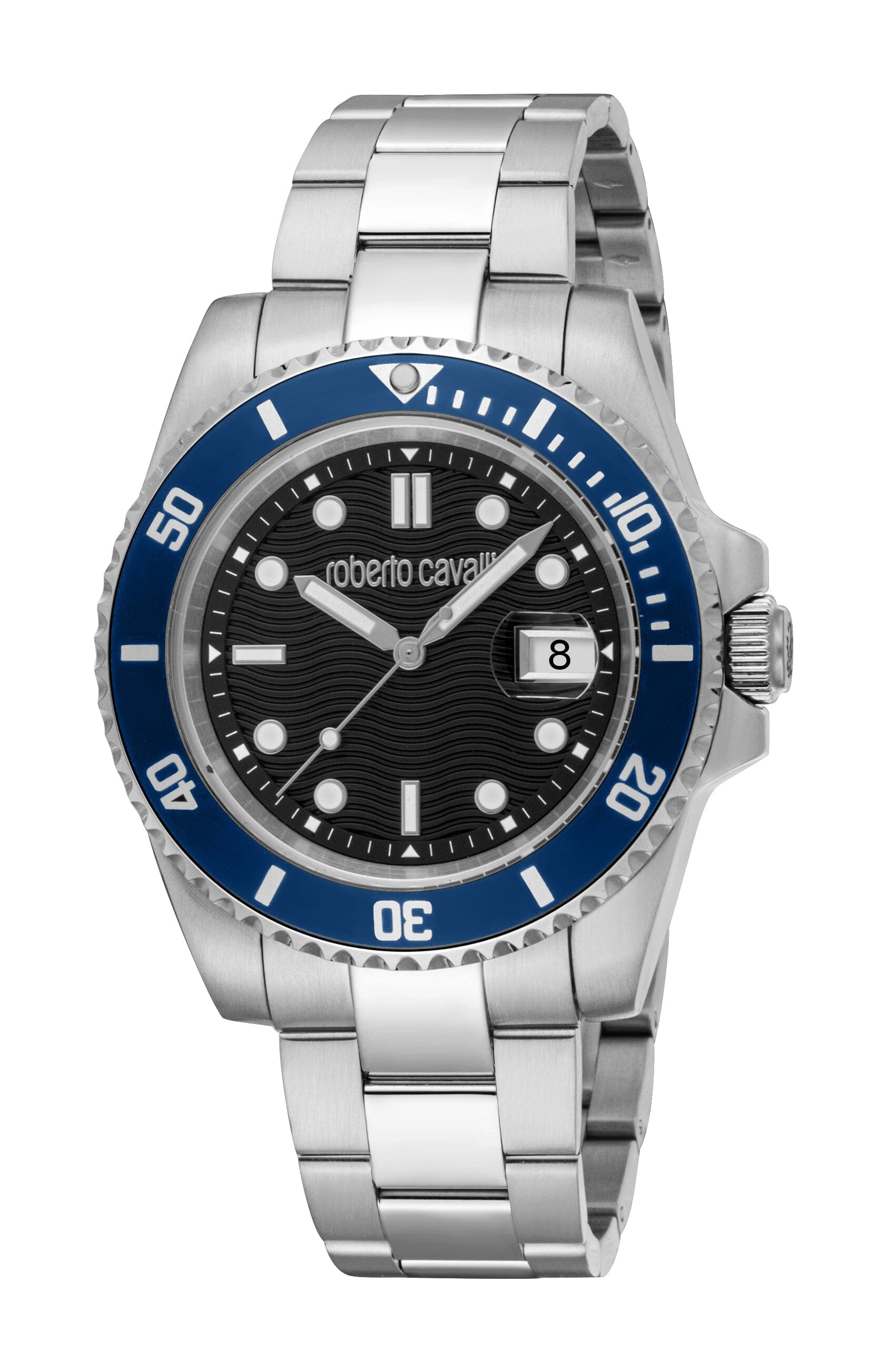 RC5G168M0035 Roberto Cavalli Men Watch, Black Dial, Stainless Steel Metal Bracelet Roberto Cavalli 