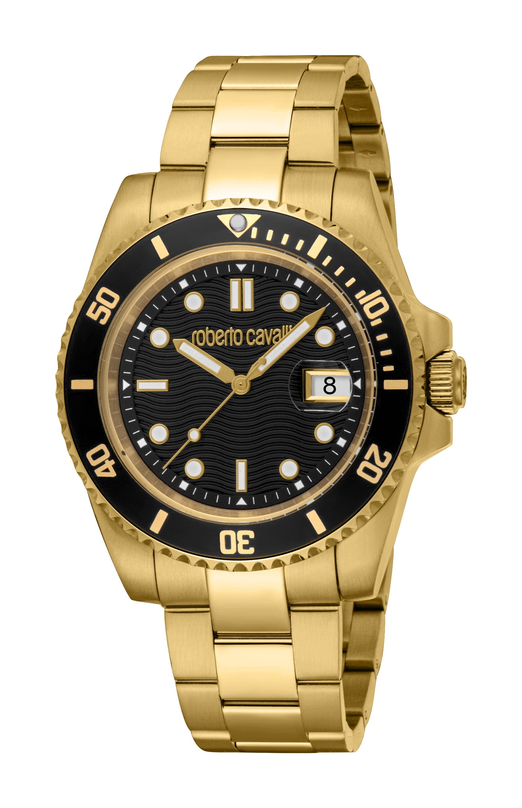 RC5G168M0045 Roberto Cavalli Men Watch, Black Dial, Gold Color Metal Bracelet Roberto Cavalli 