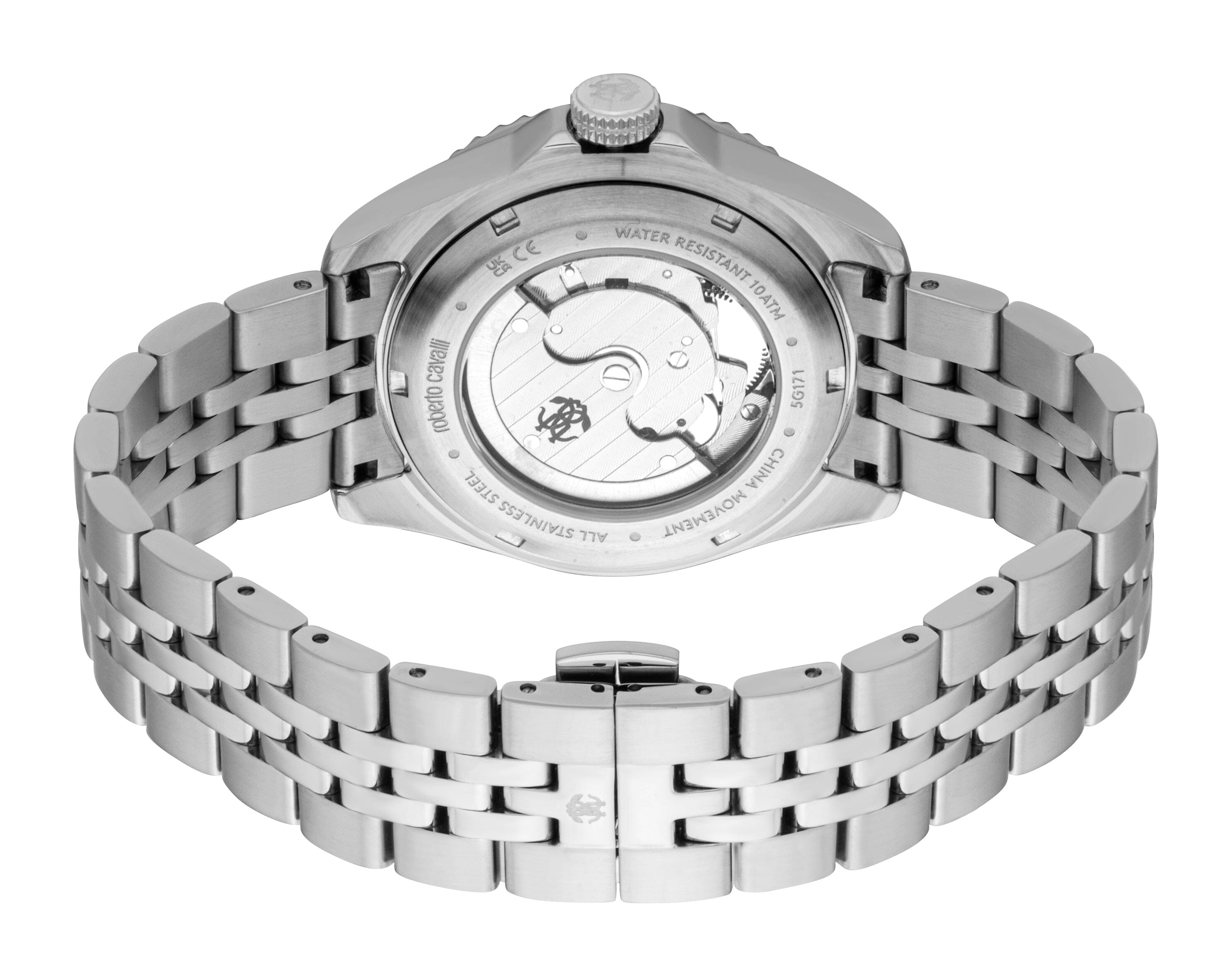 RC5G171M0055 Roberto Cavalli Men Watch, Black Dial, Stainless Steel Metal Bracelet Roberto Cavalli 