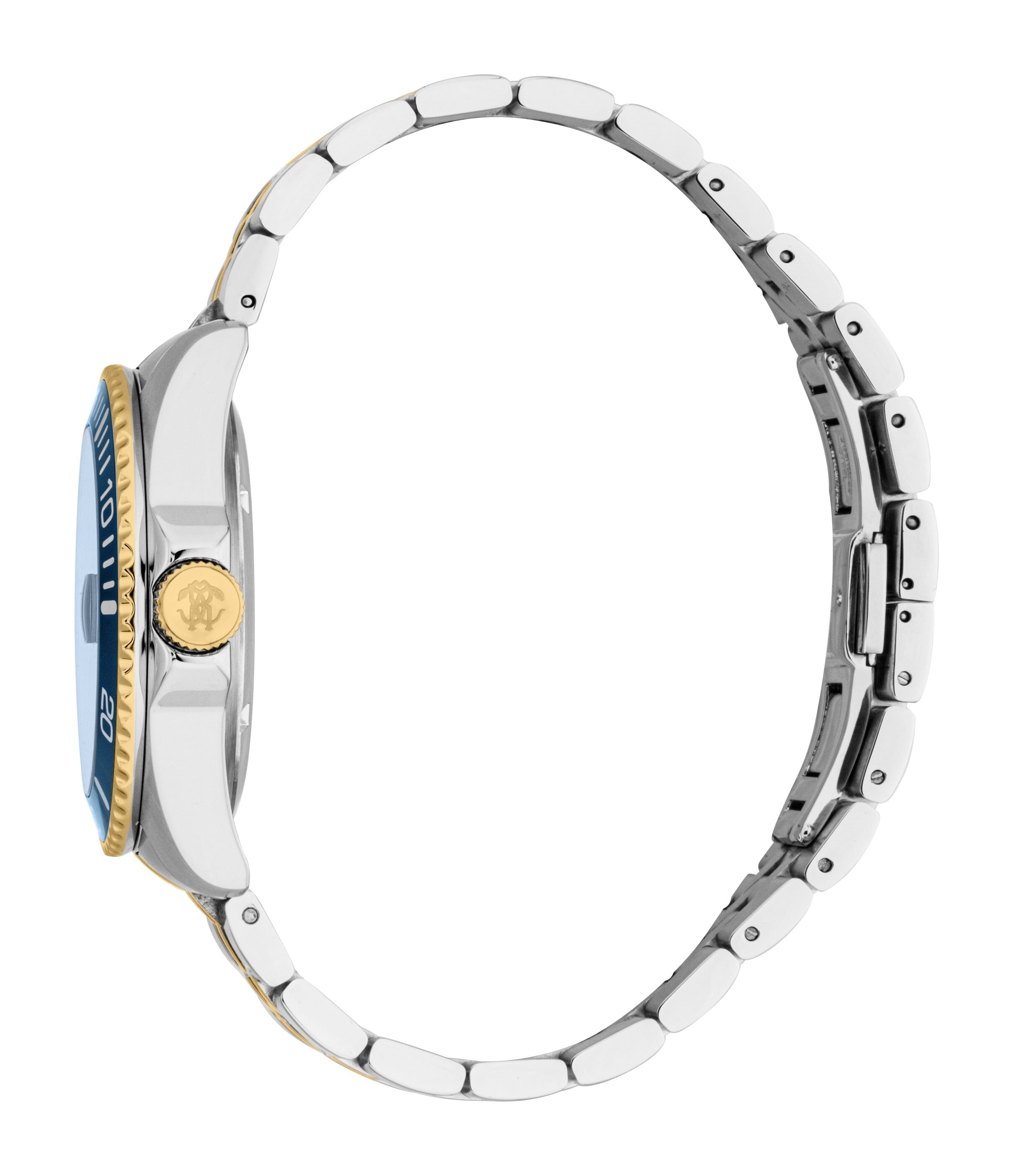 RC5G171M0085 Roberto Cavalli Men Watch, Dark Blue Dial, Two Tone Silver & Gold Color Metal Bracelet Roberto Cavalli 