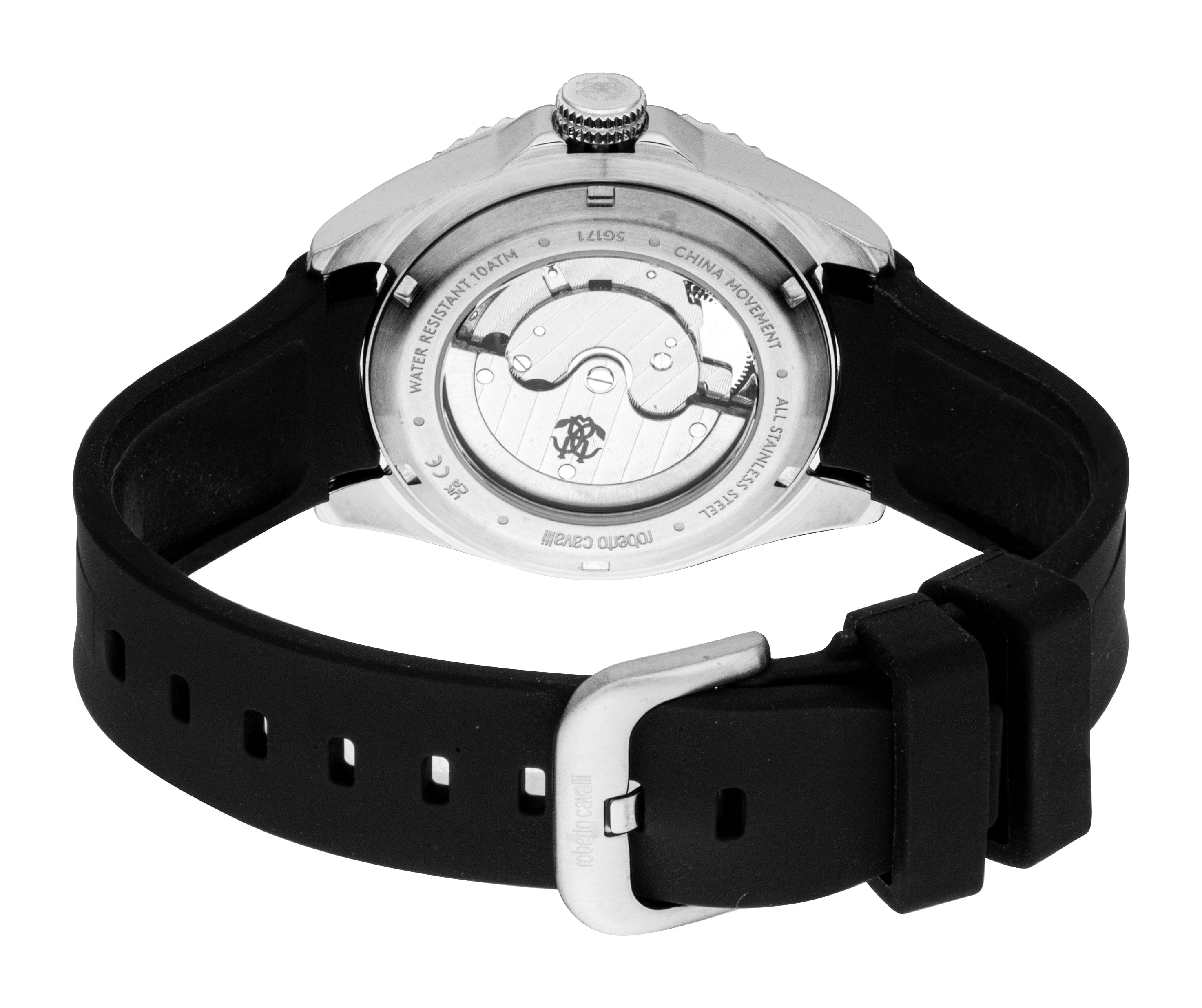 RC5G171P0025 Roberto Cavalli Men Watch, Dark Blue Dial, Black Silicone Strap Roberto Cavalli 