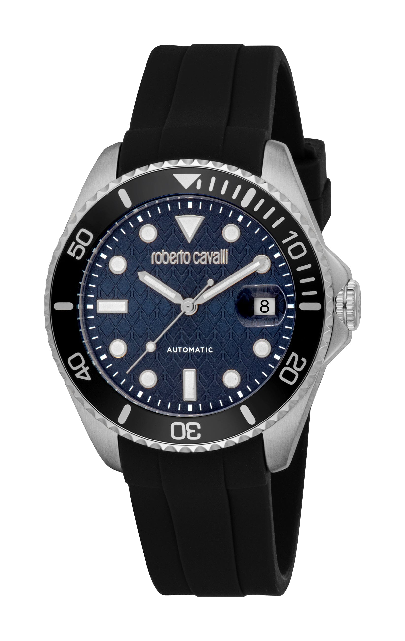 RC5G171P0025 Roberto Cavalli Men Watch, Dark Blue Dial, Black Silicone Strap Roberto Cavalli 