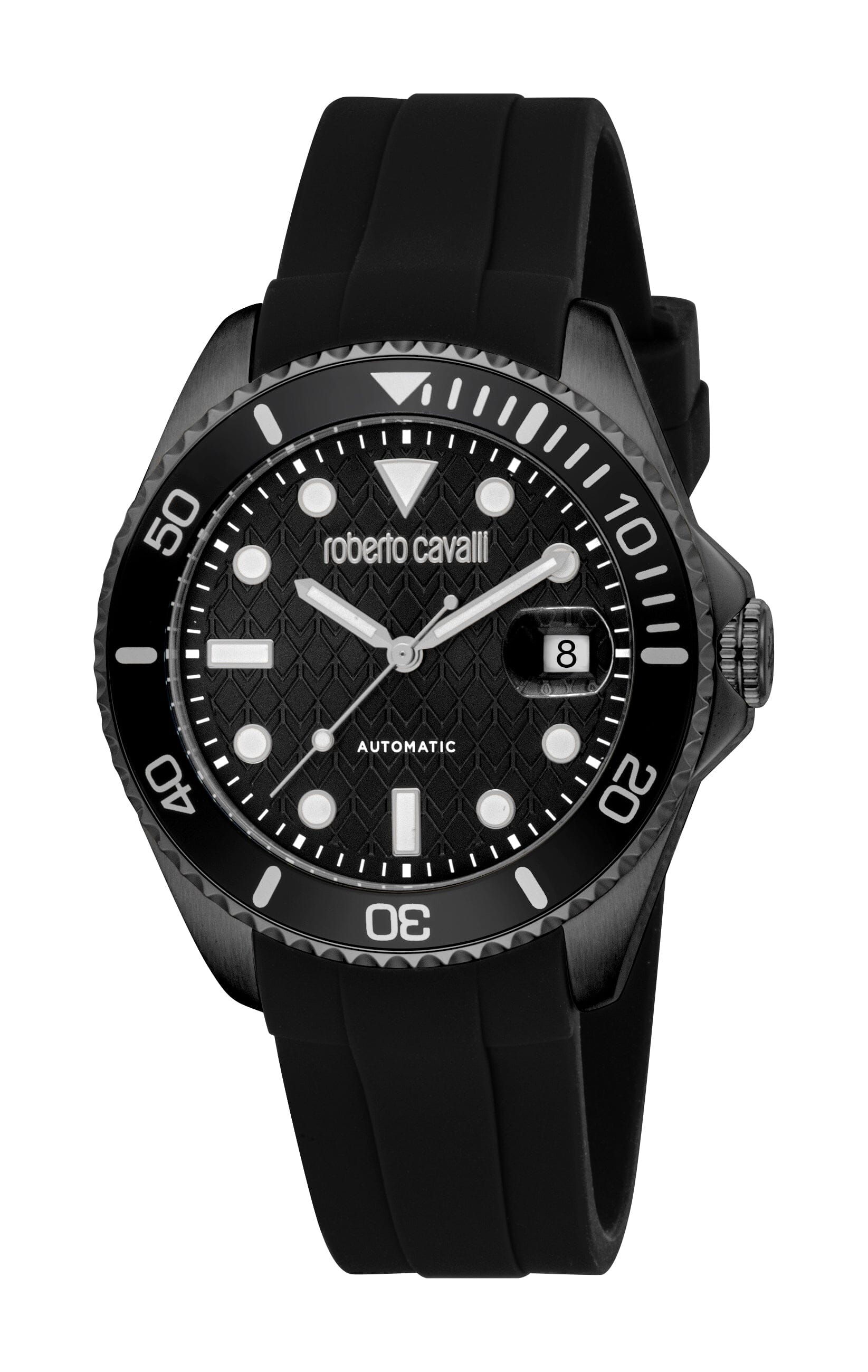 RC5G171P0035 Roberto Cavalli Men Watch, Black Dial, Black Silicone Strap Roberto Cavalli 