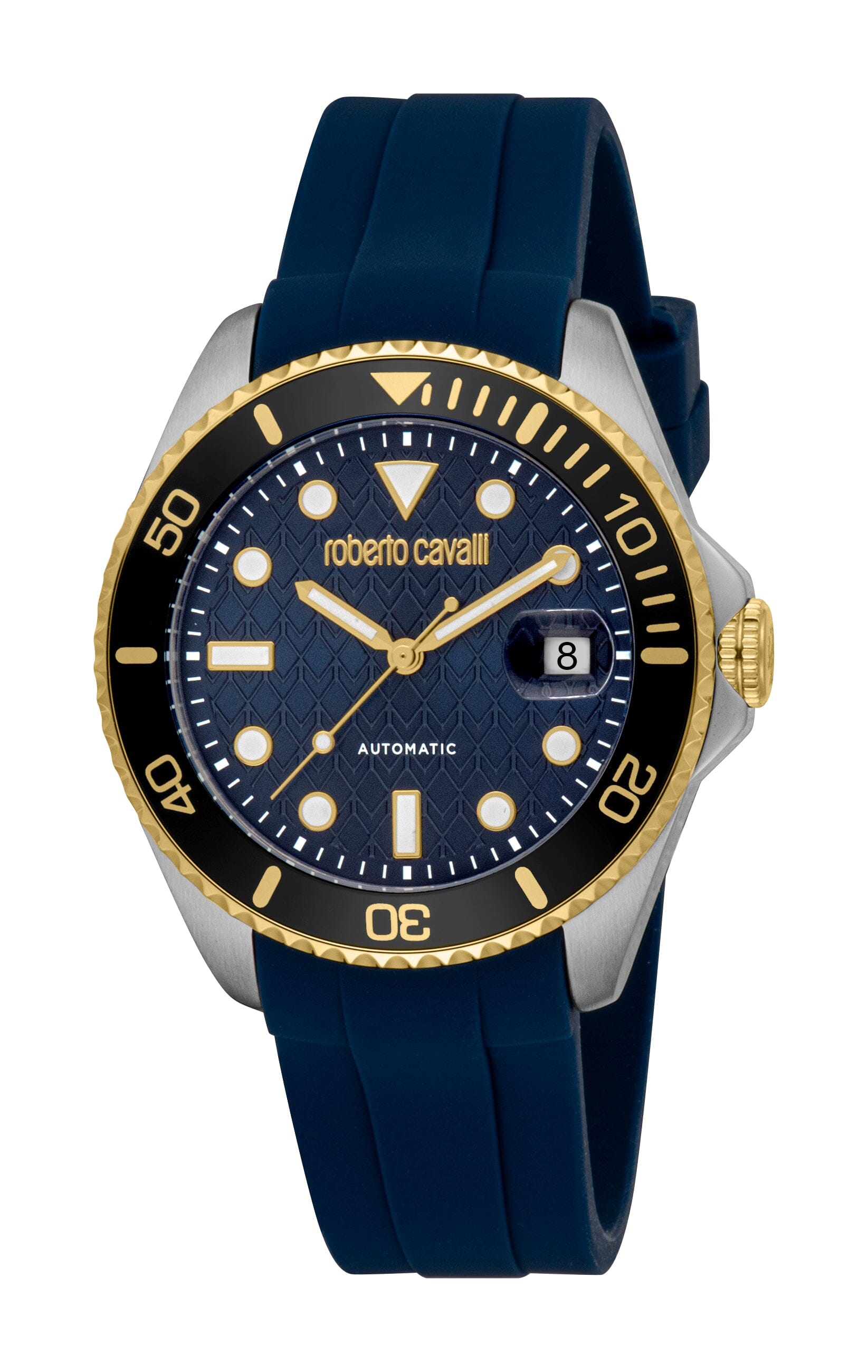 RC5G171P0045 Roberto Cavalli Men Watch, Dark Blue Dial, Dark Blue Silicone Strap Roberto Cavalli 