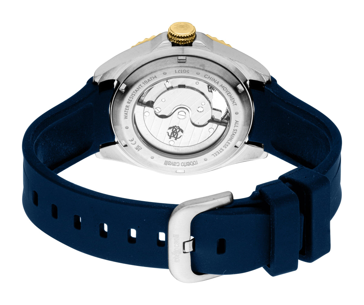RC5G171P0045 Roberto Cavalli Men Watch, Dark Blue Dial, Dark Blue Silicone Strap Roberto Cavalli 