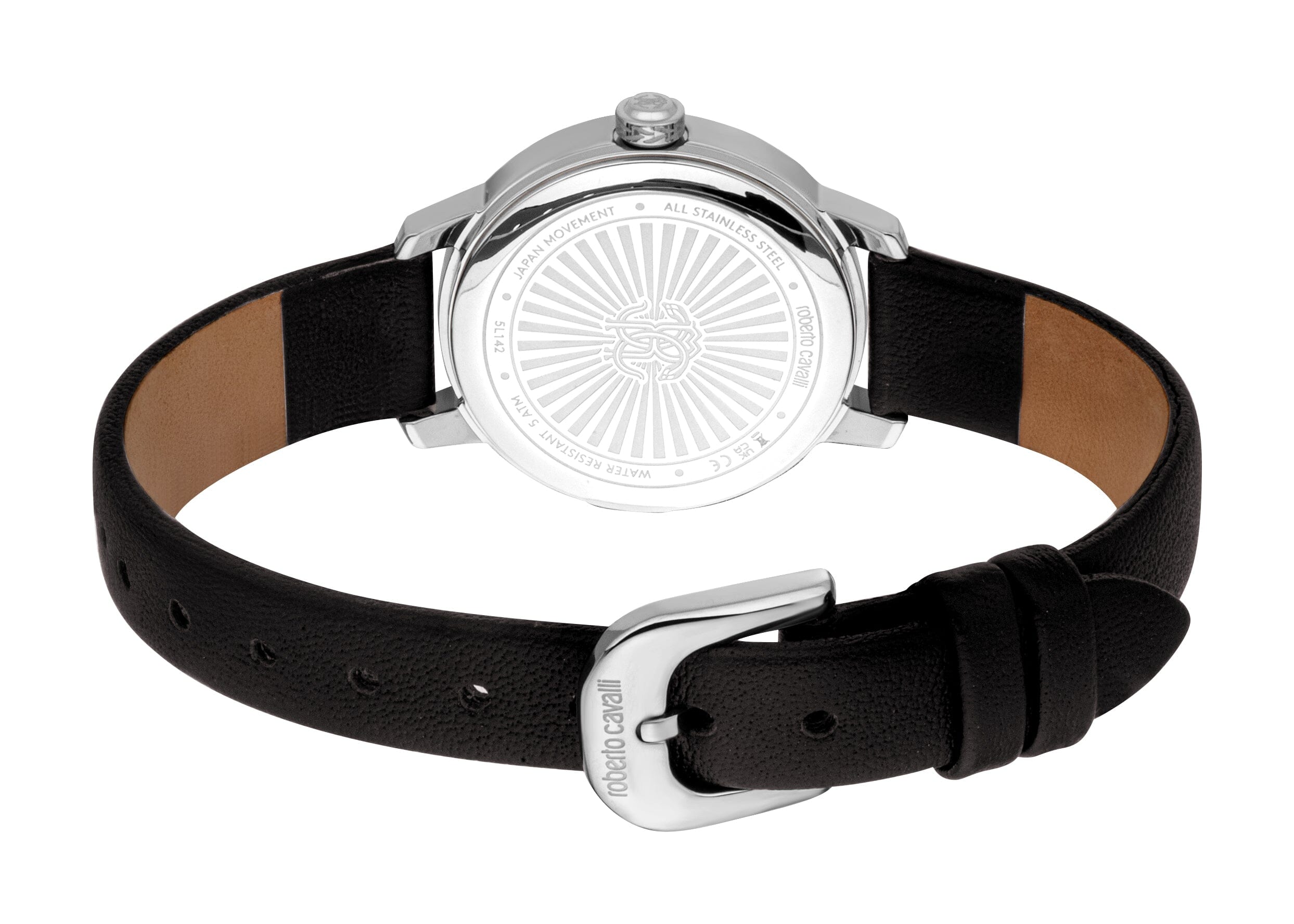 RC5L142L0015 Roberto Cavalli Women Watch, Dark Blue Dial, Black Leather Strap Roberto Cavalli 