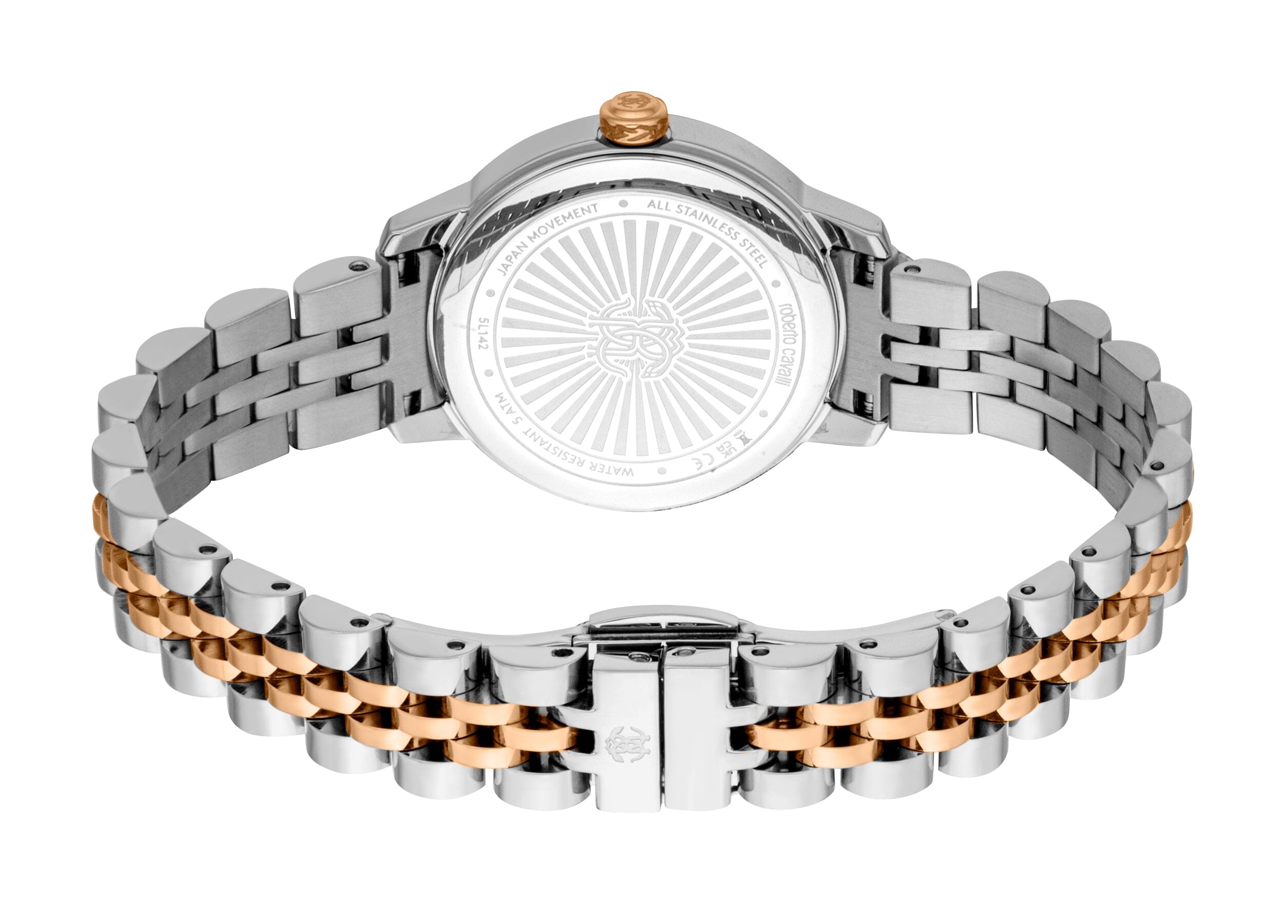 RC5L142M0095 Roberto Cavalli Women Watch, Silver Dial, Two Tone Silver & Rose Gold Color Metal Bracelet Roberto Cavalli 