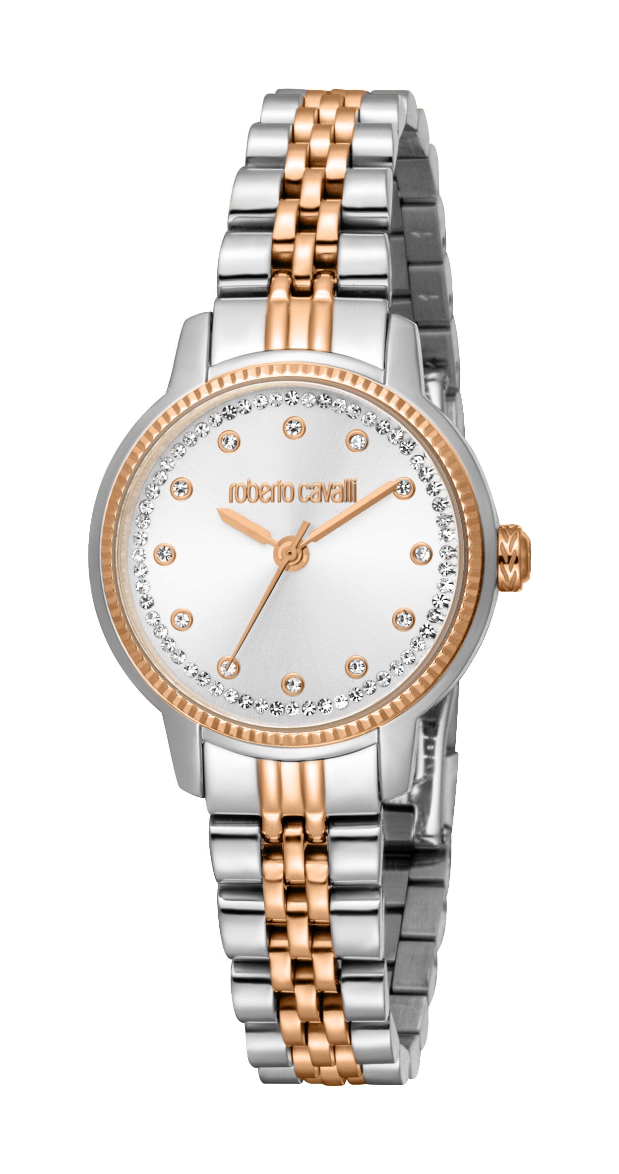 RC5L142M0095 Roberto Cavalli Women Watch, Silver Dial, Two Tone Silver & Rose Gold Color Metal Bracelet Roberto Cavalli 