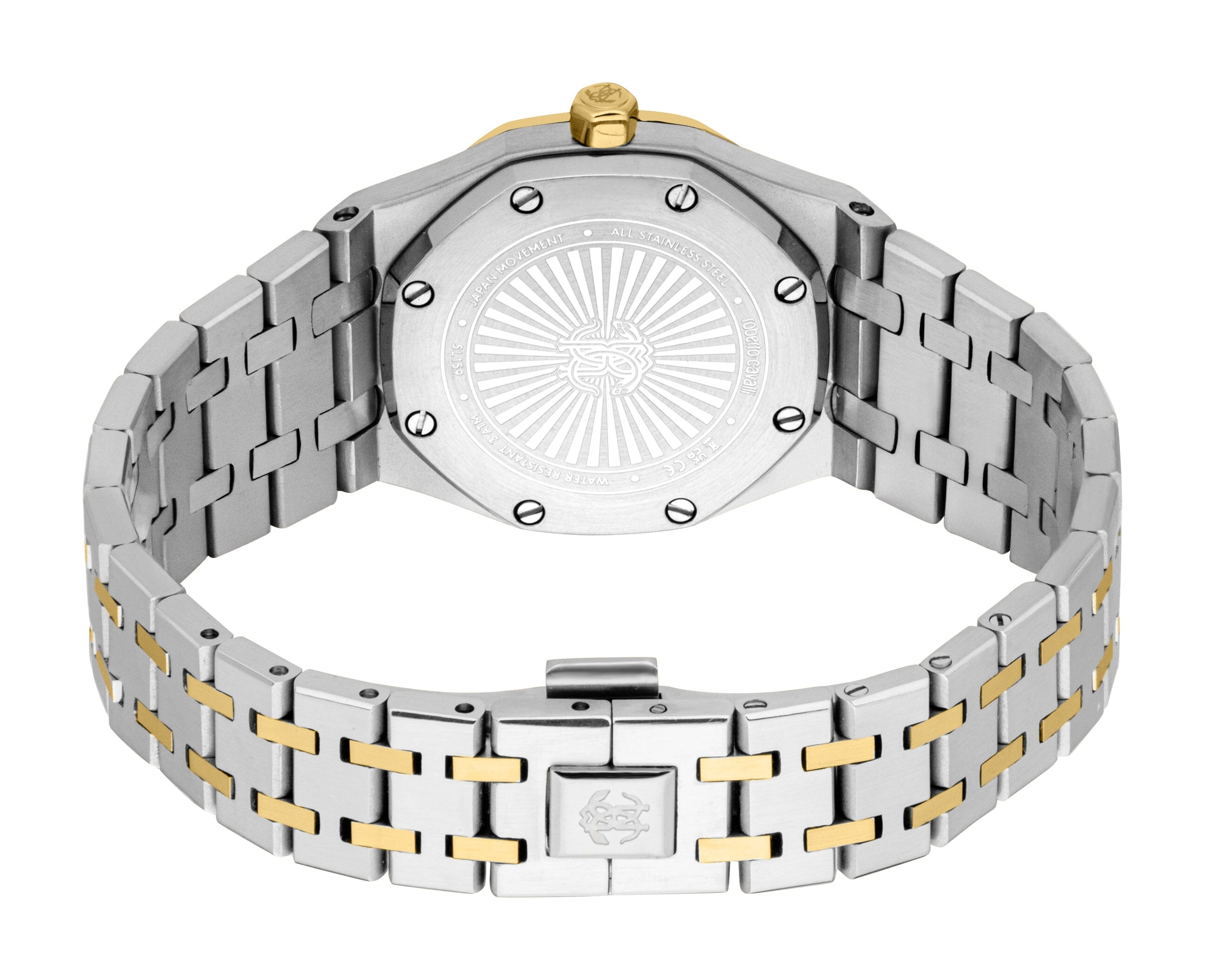 RC5L159M0075 Roberto Cavalli Women Watch, White Mop Dial, Two Tone Silver & Gold Color Metal Bracelet Roberto Cavalli 